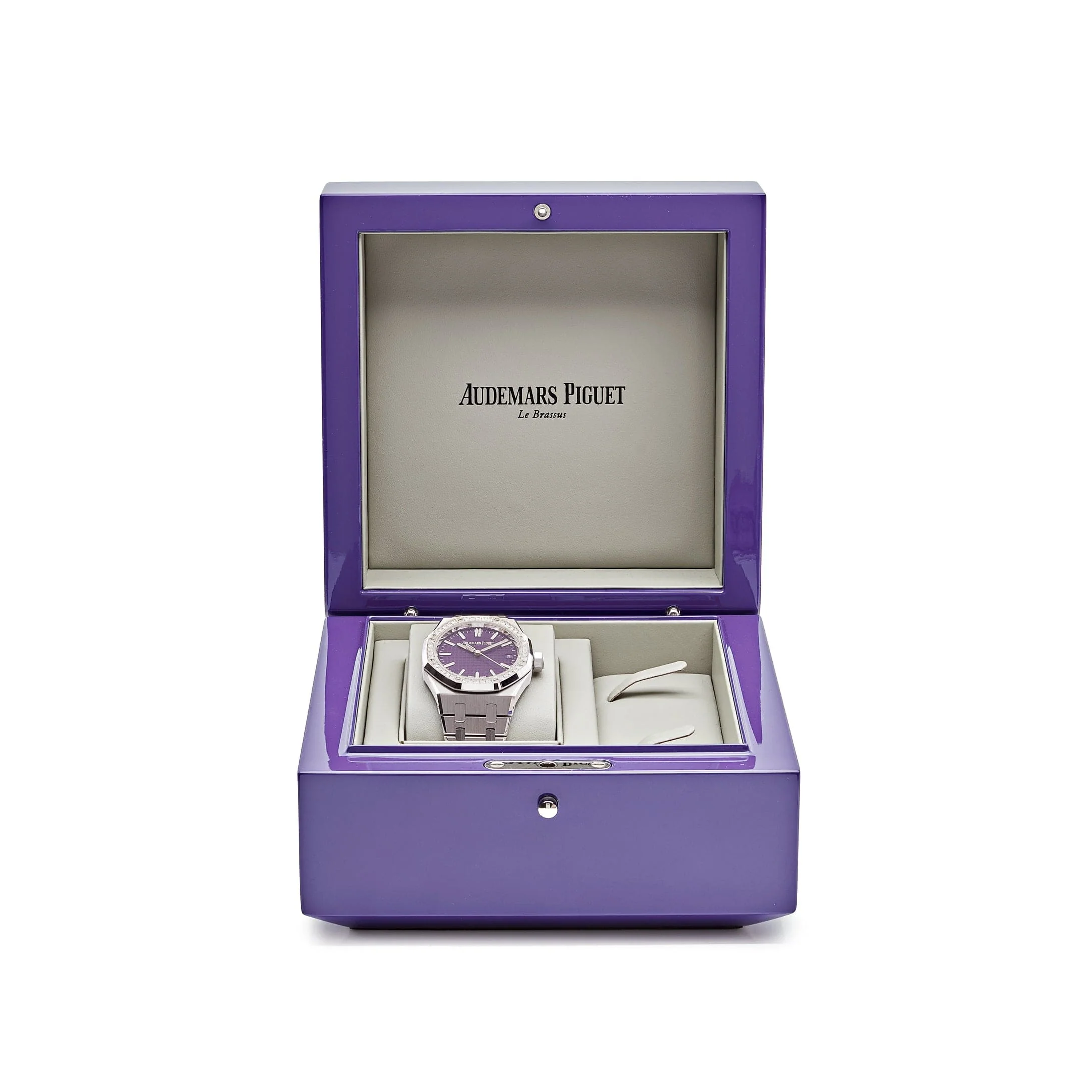Audemars Piguet Royal Oak 15551BC.ZZ.1356BC.02 White Gold Purple Dial Diamond Bezel Special Edition