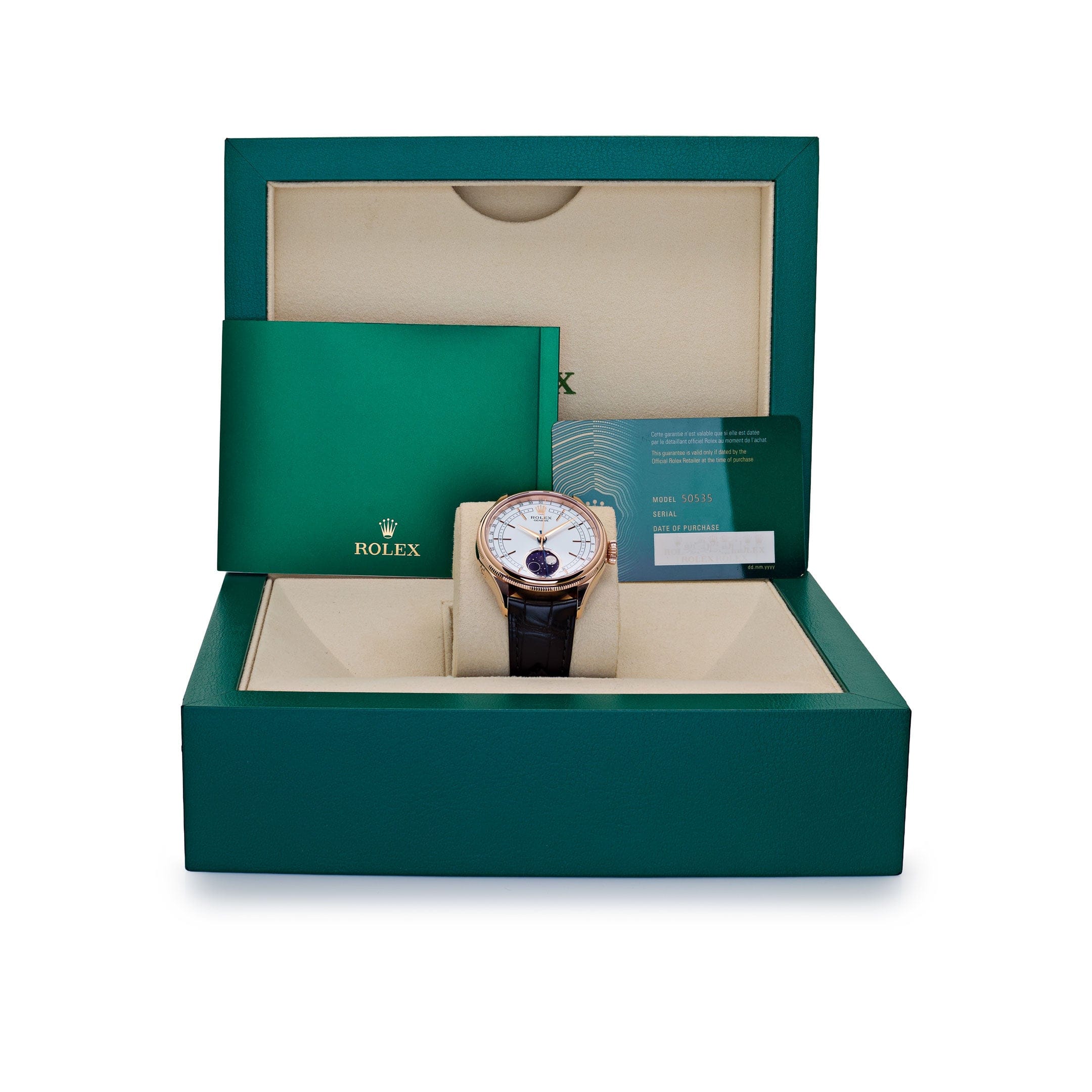 Rolex Cellini Moonphase 50535 Rose Gold White Dial (2021)