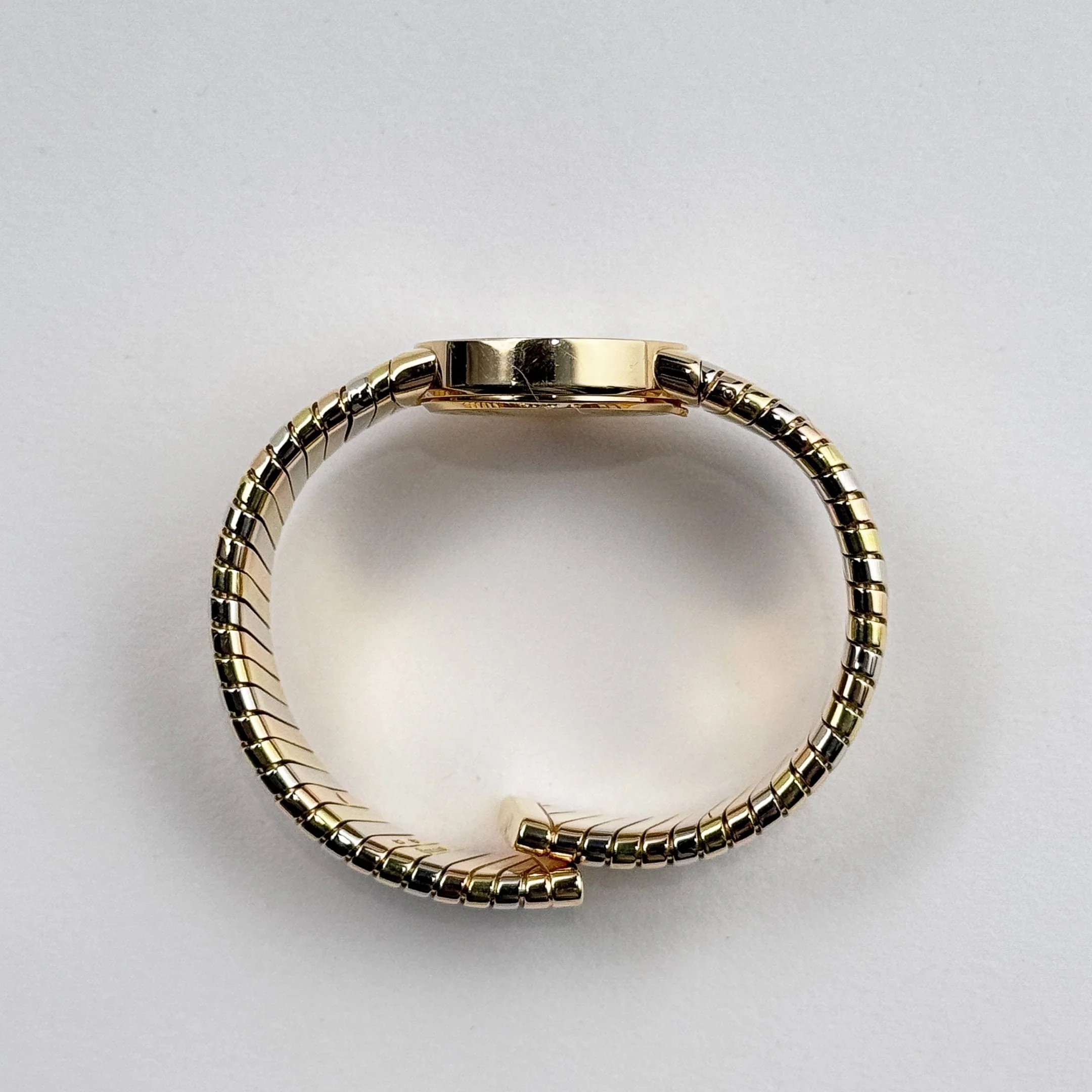 BVLGARI Tubogas BB232T 1 Row Tri Color Black Dial Quartz