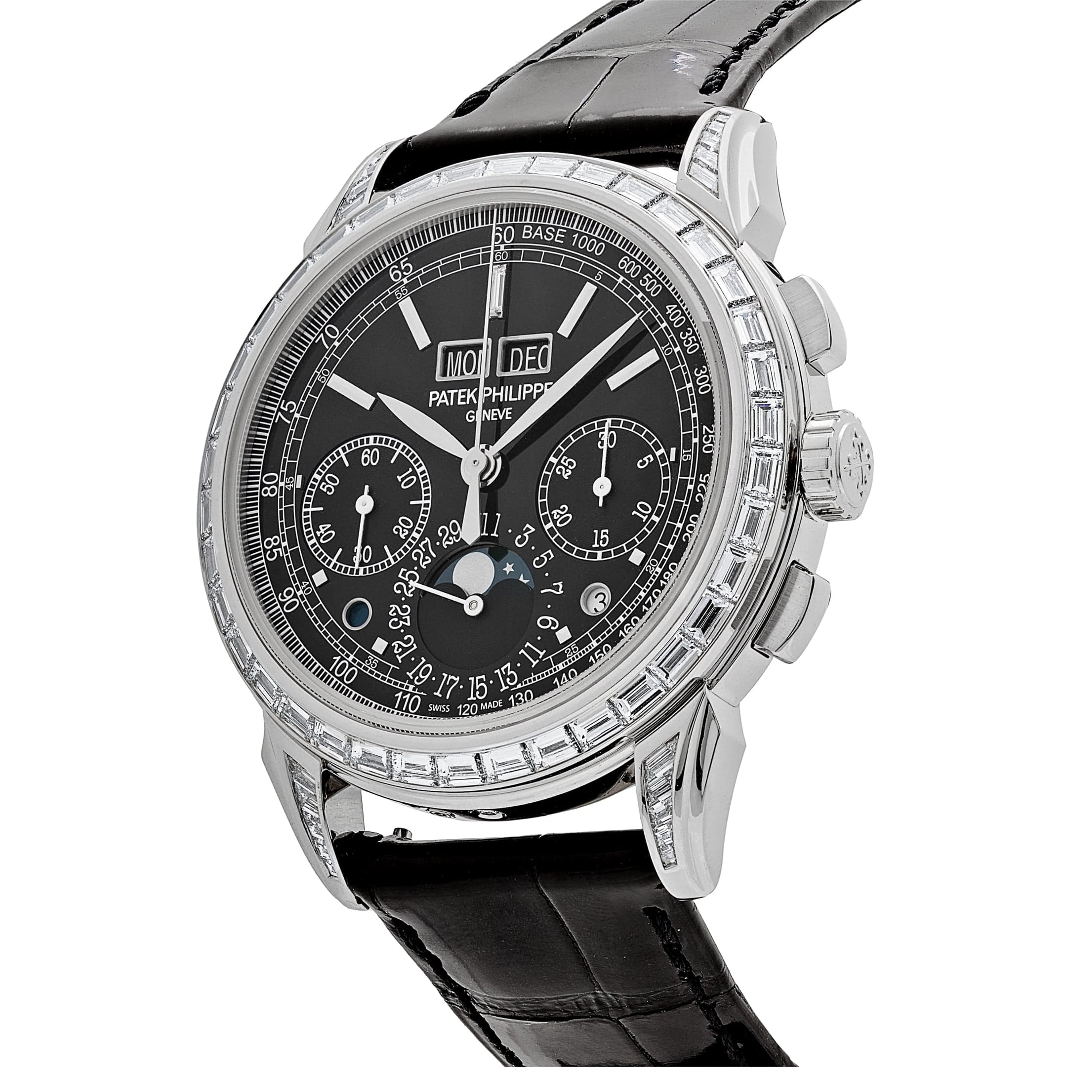 Patek Philippe Grand Complications  5271P-001  Perpetual Calendar Platinum Black Dial Baguette Bezel