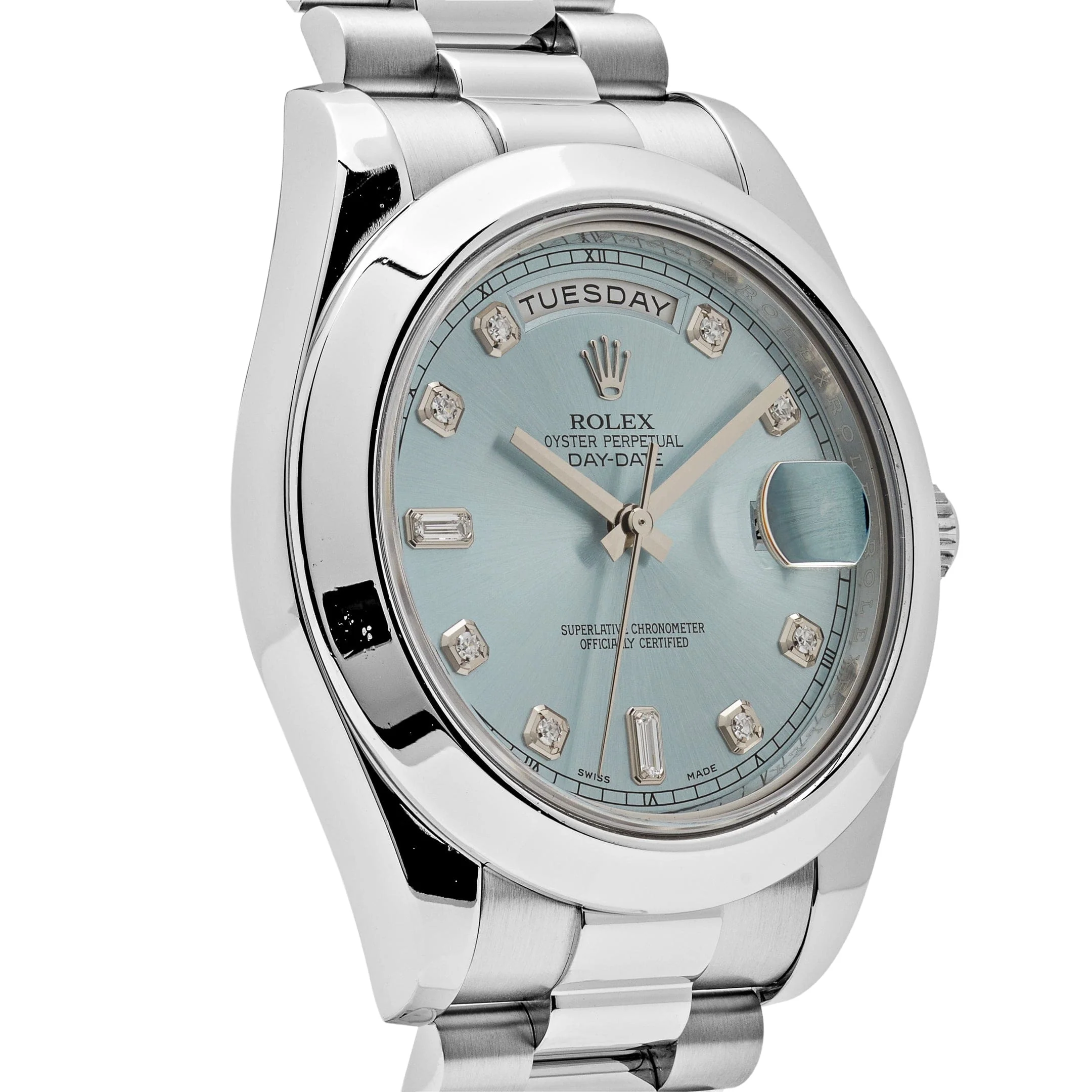 Rolex Day-Date II 218206 Platinum Blue Diamond Dial (2011)