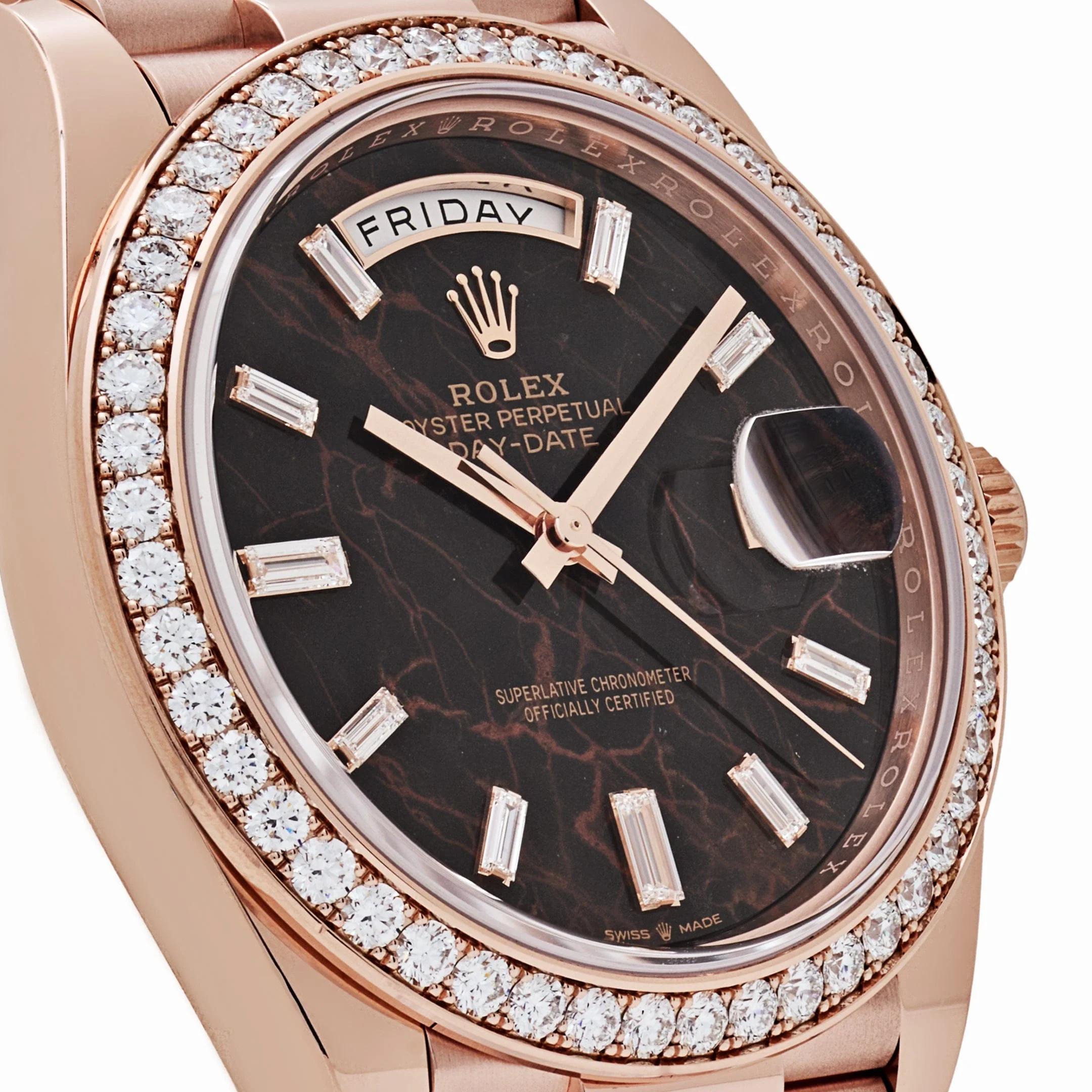 Rolex Day-Date 40 228345RBR Rose Gold Eisenkiesel Diamond Dial Diamond Bezel (2025)