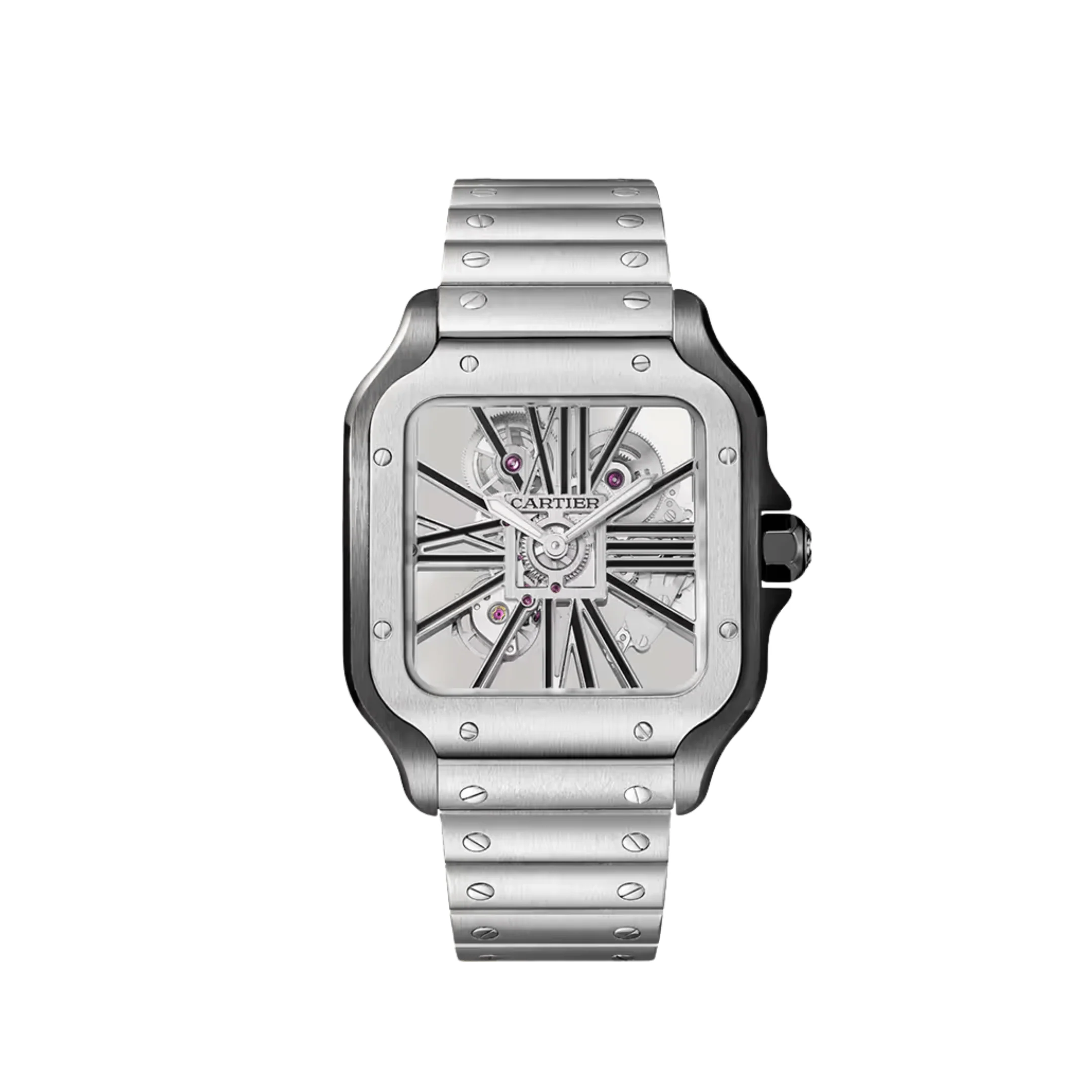 Cartier Santos Large WHSA0027 Stainless Steel Skeleton Dial