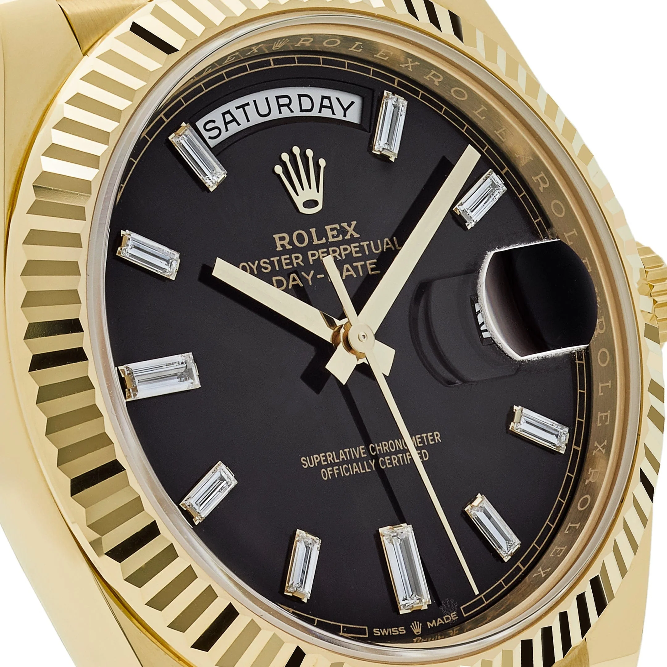 Rolex Day-Date 40 228238 Yellow Gold Black Baguette Diamond Dial (2025)
