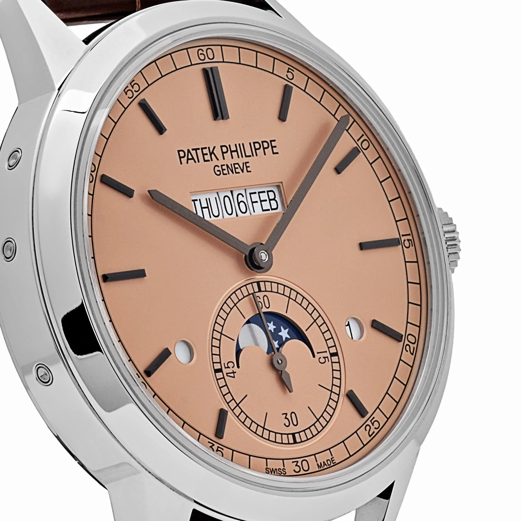 Patek Philippe Grand Complications 5236P-010 In-Line Perpetual Calendar Platinum Salmon Dial