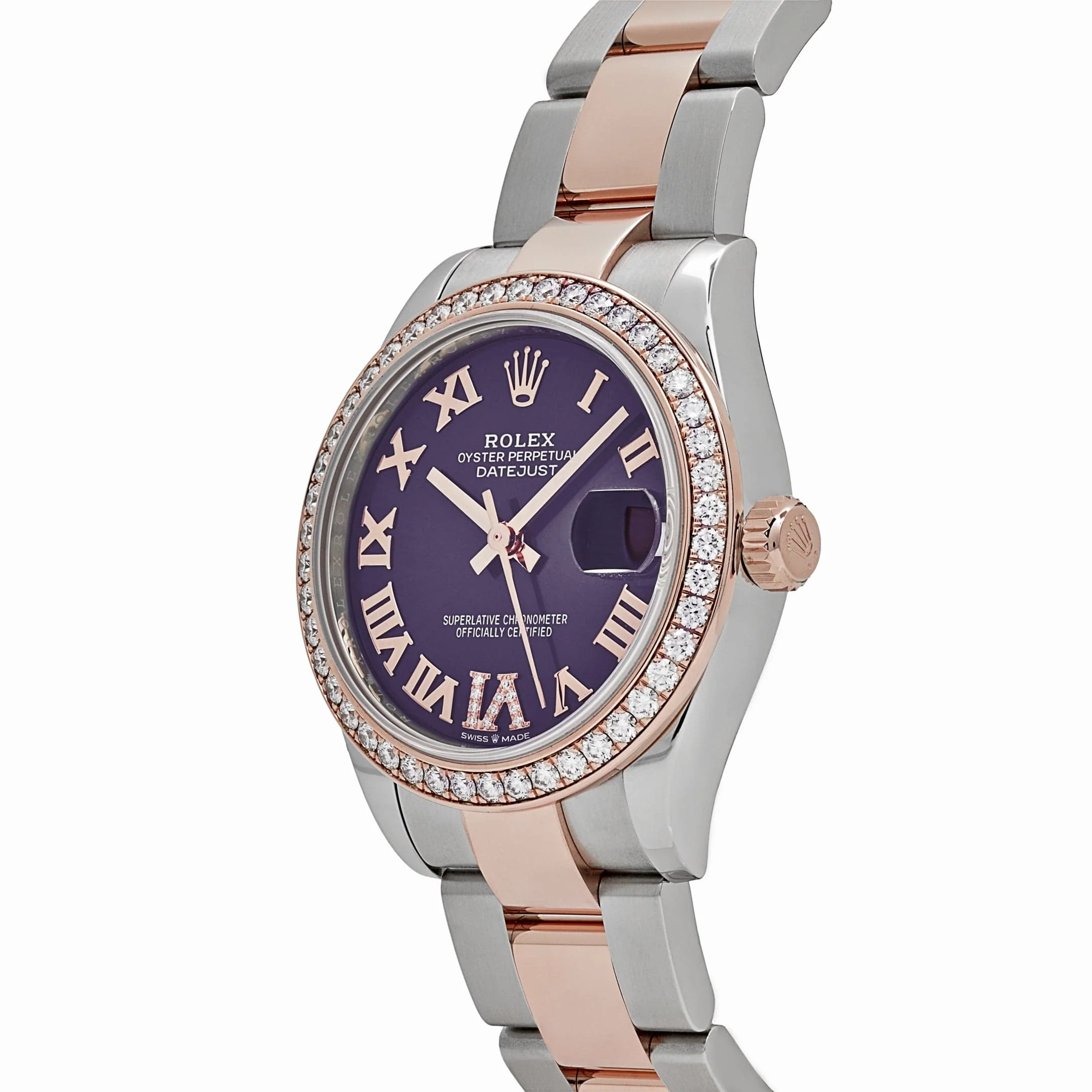 Rolex Datejust 31 278381RBR 'Ladies' Stainless Steel Rose Gold Aubergine Purple Dial Diamond Bezel Oyster (2022)