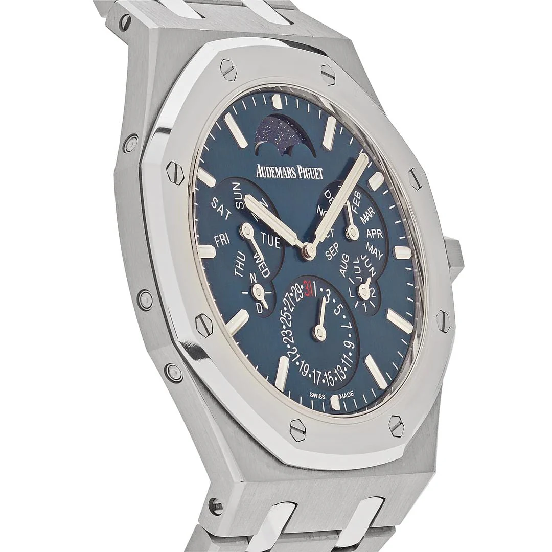 Audemars Piguet Royal Oak 26586IP.OO.1240IP.01 Perpetual Calendar 'Ultra-Thin' Platinum Titanium Blue Dial (2022)