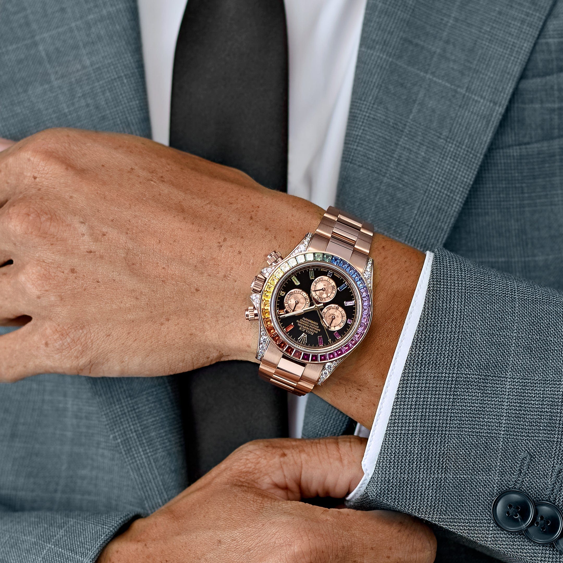 Rolex Daytona 116595RBOW 'Rainbow' Rose Gold Black Dial Sapphire Bezel