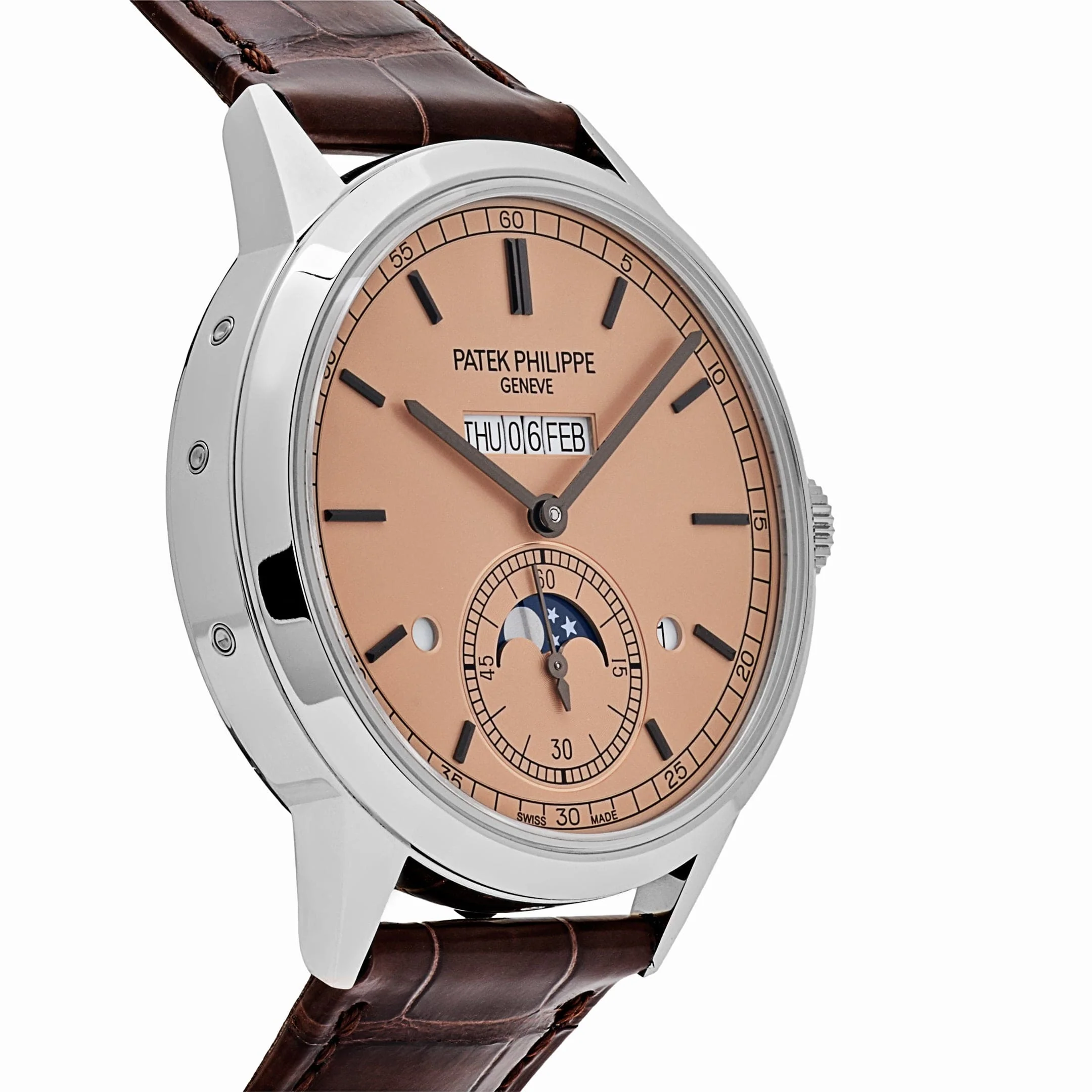 Patek Philippe Grand Complications 5236P-010 In-Line Perpetual Calendar Platinum Salmon Dial