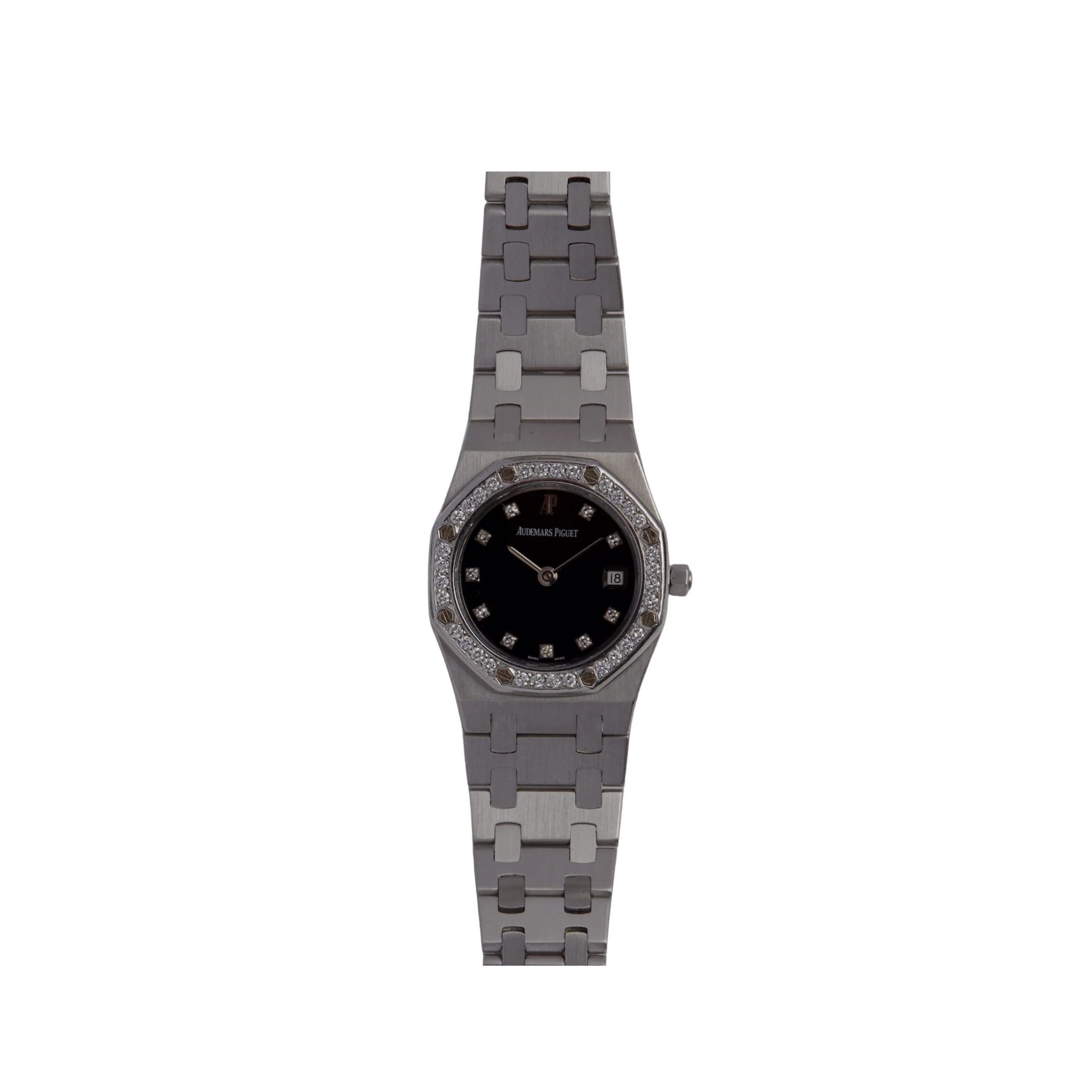 Audemars Piguet Royal Oak Vintage 'Ladies' White Gold Black Diamond Dial Diamond Bezel Quartz