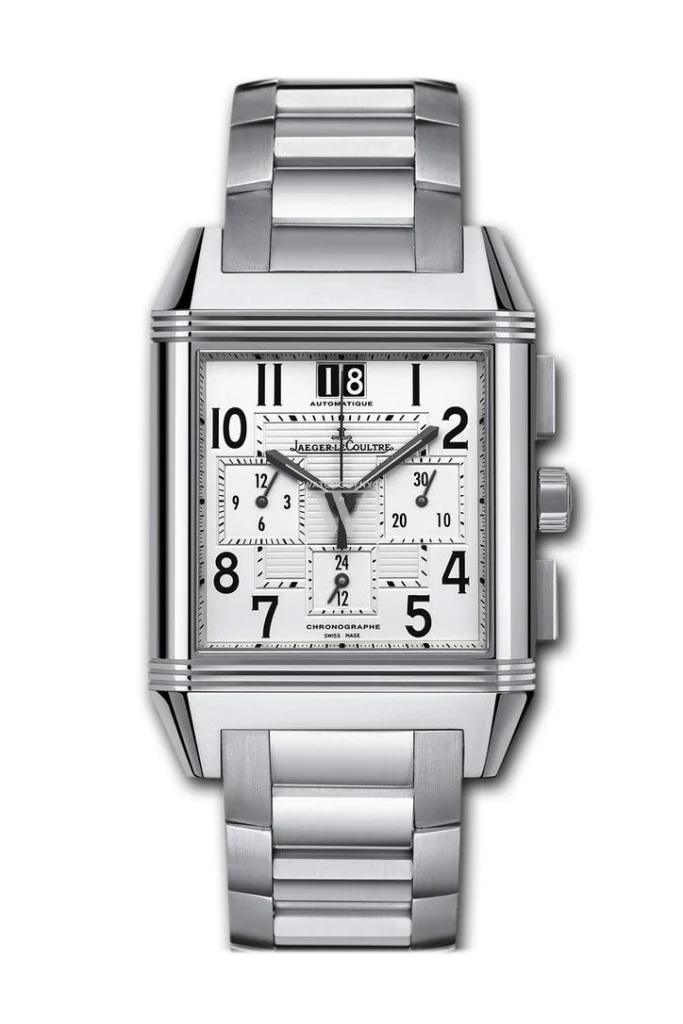 JAEGER JLC Reverso Squadra GMT Steel Silver Dial Watch 7018120