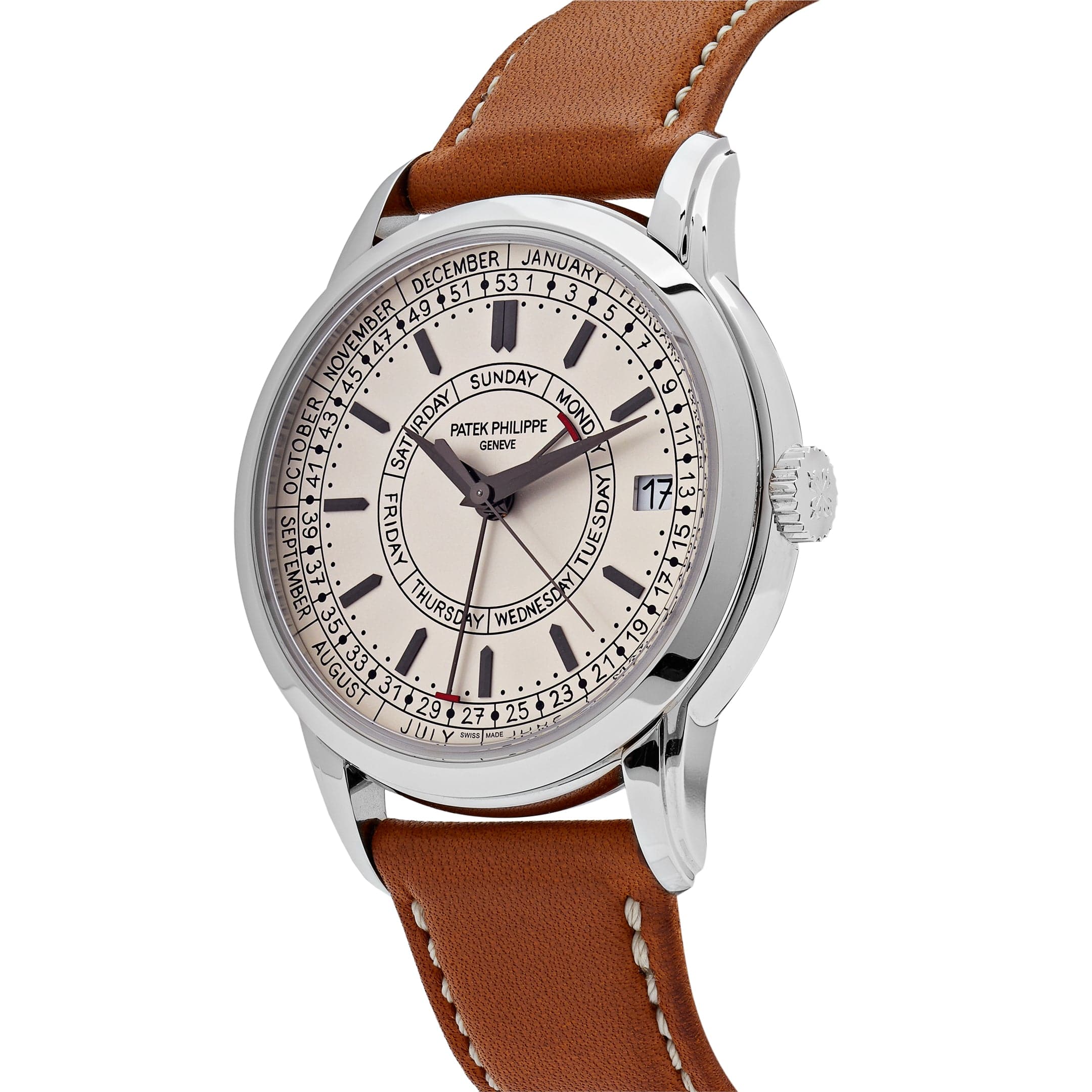 Patek Philippe Complications Calatrava 5212A-001 Weekly Calendar Stainless Steel Silver Opaline Dial