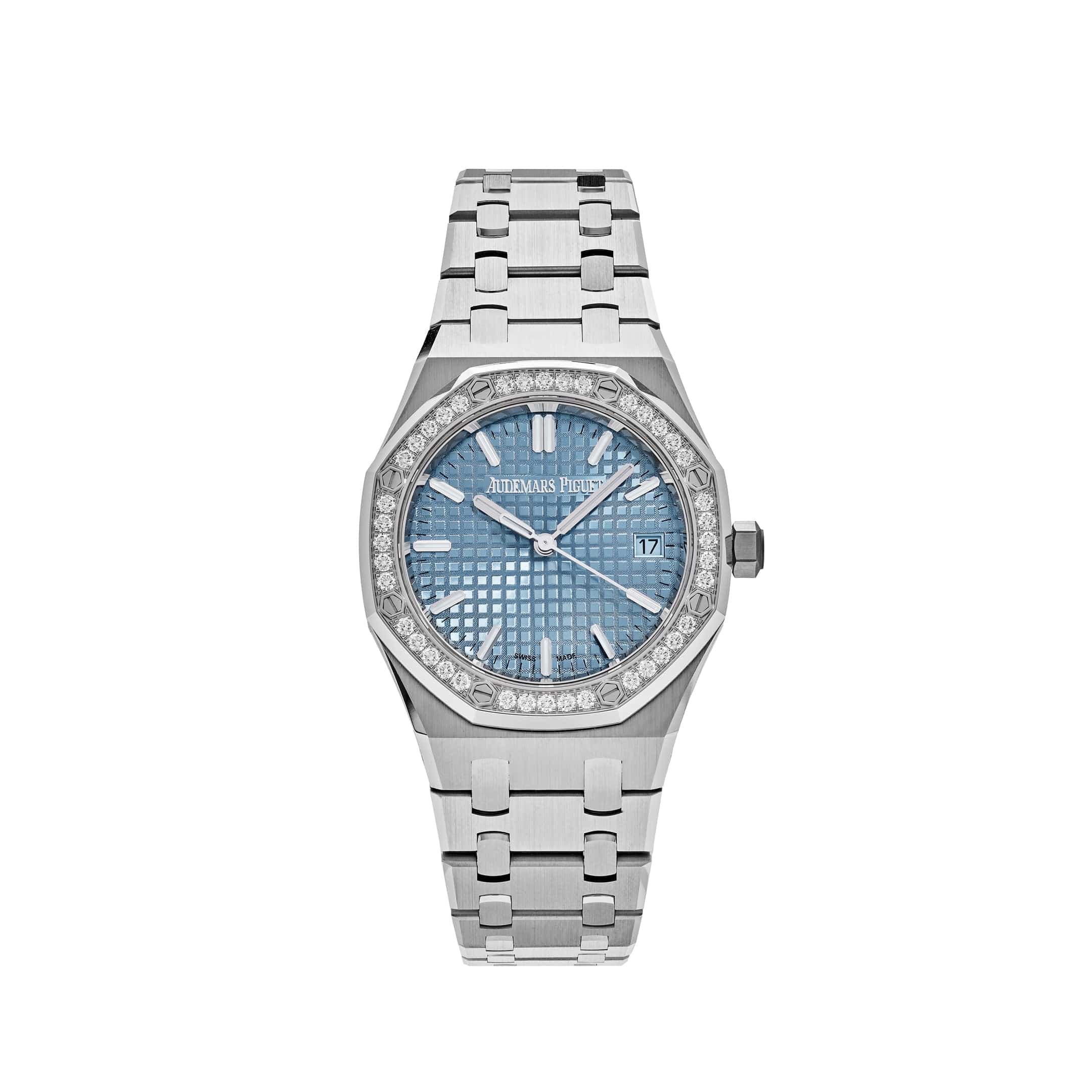 Audemars Piguet Royal Oak 77451ST.ZZ.1361ST.03 'Ladies' Stainless Steel Blue Dial Diamond Bezel