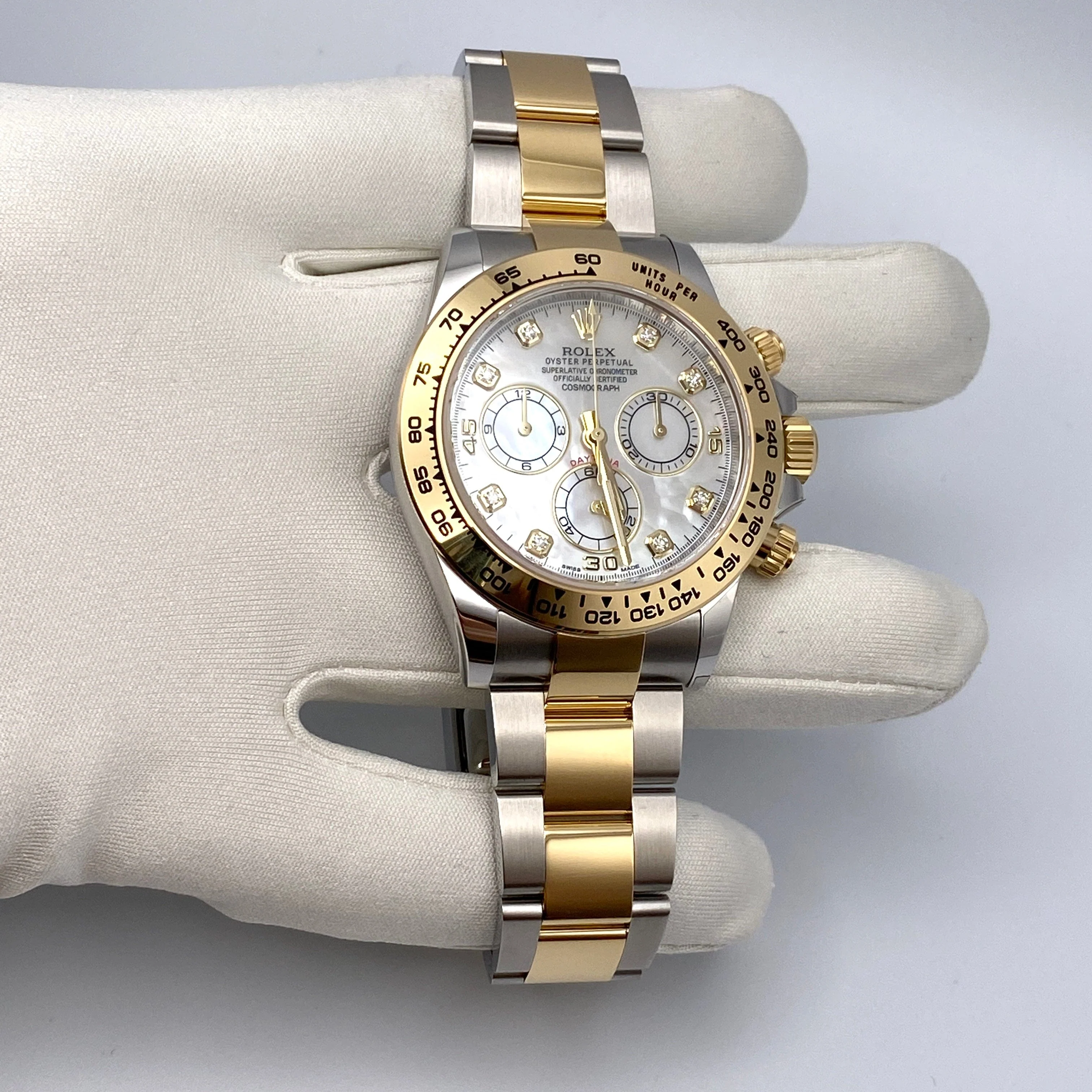 Rolex Daytona 116503 Yellow Gold Stainless Steel Mother of Pearl Diamond Dial