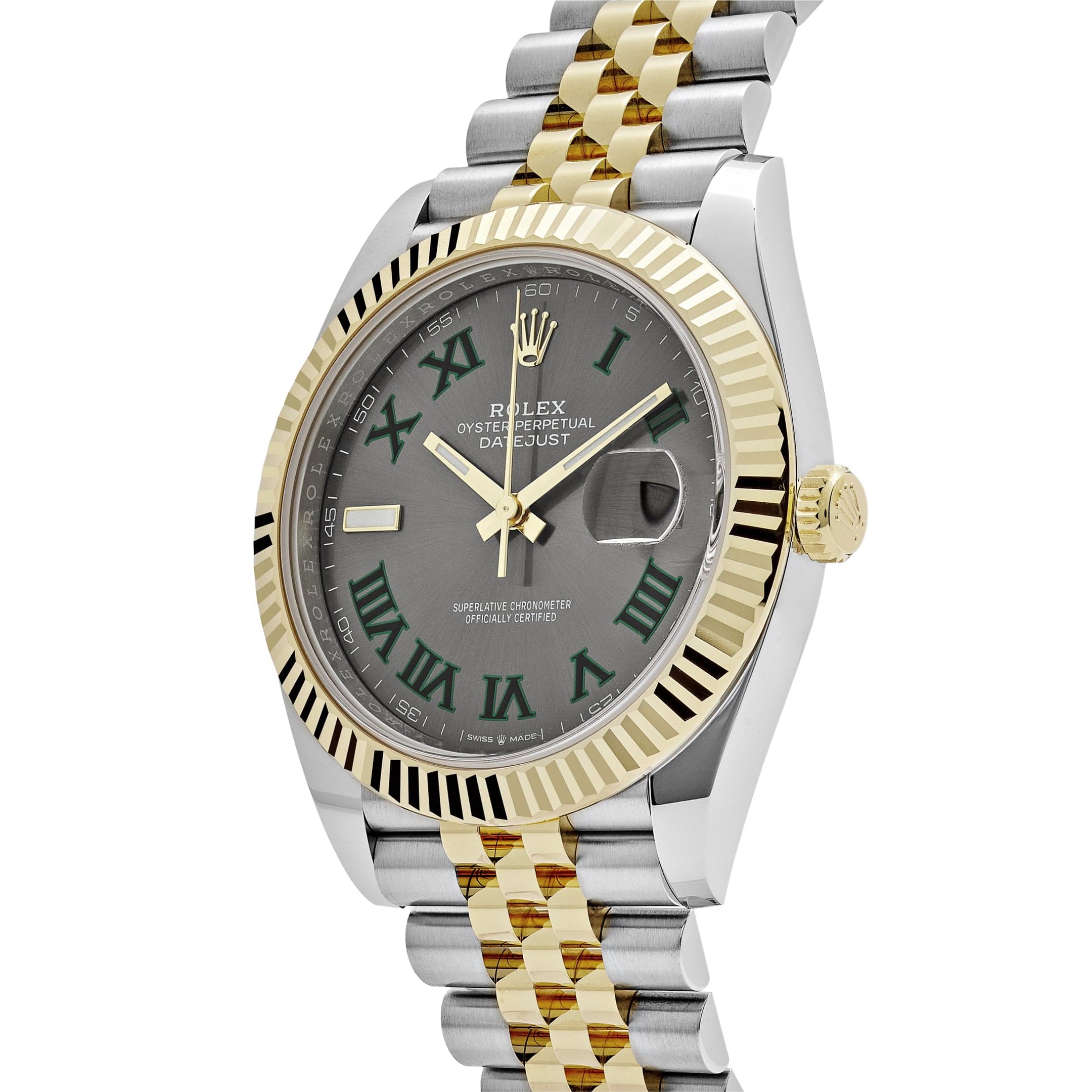 Rolex Datejust 41 126333 Wimbledon Yellow Gold Stainless Steel Slate Dial Jubilee