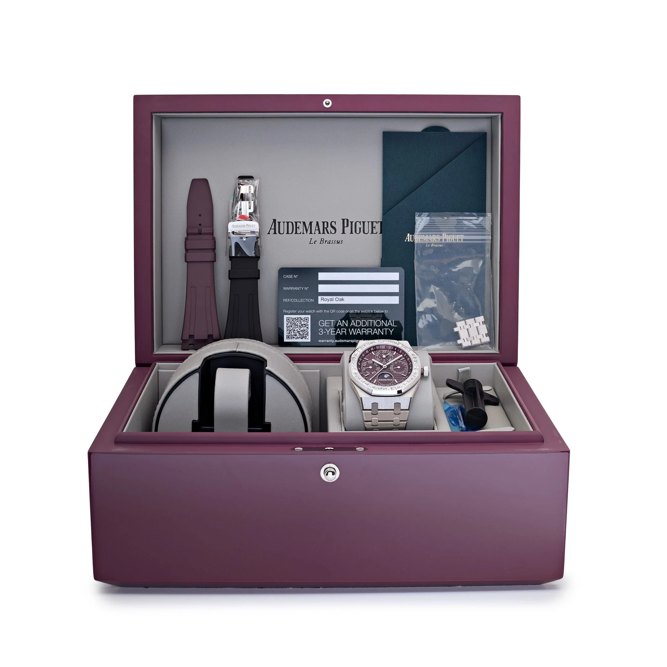 Audemars Piguet Royal Oak Perpetual Calendar 26598BC.ZZ.1220BC.01 'Qatar Edition' White Gold Burgundy Dial Diamond Bezel (2024)