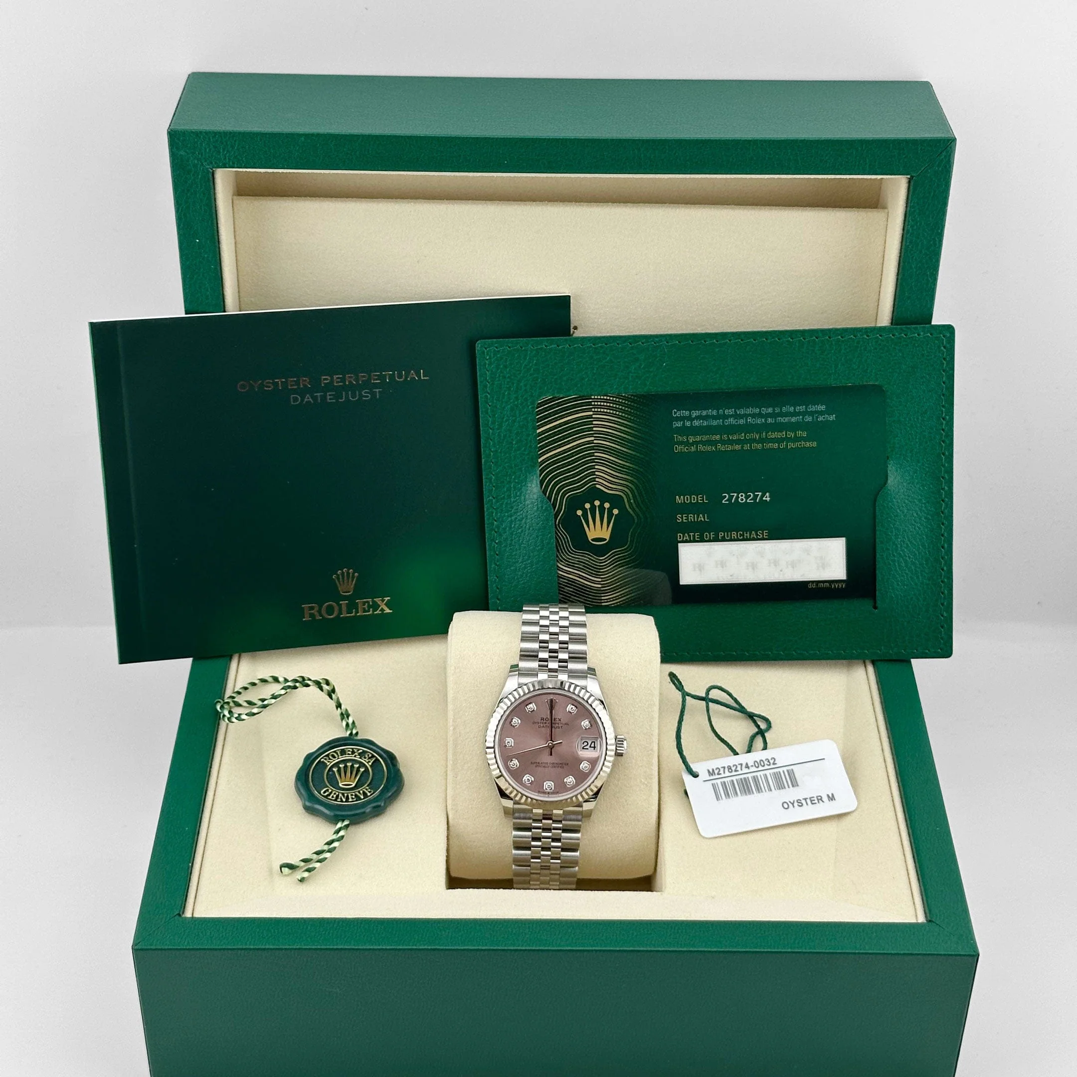 Rolex Datejust 31 278274 'Ladies' Stainless Steel Pink Diamond Dial Jubilee (2025)