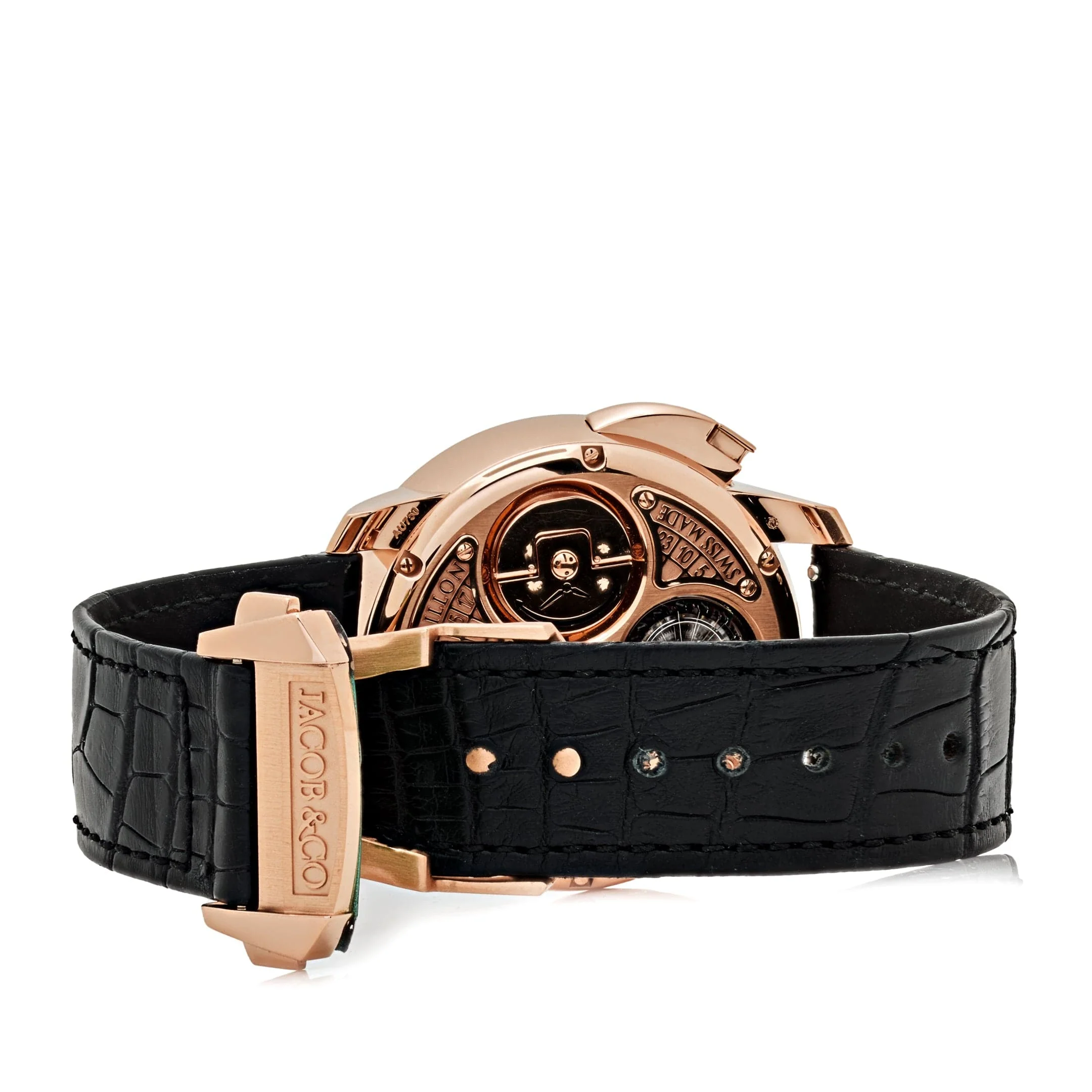 Jacob & Co. 'The Casino Tourbillon' CA100.40.AA.AA.ABALA Rose Gold Black Onyx Dial Limited Edition