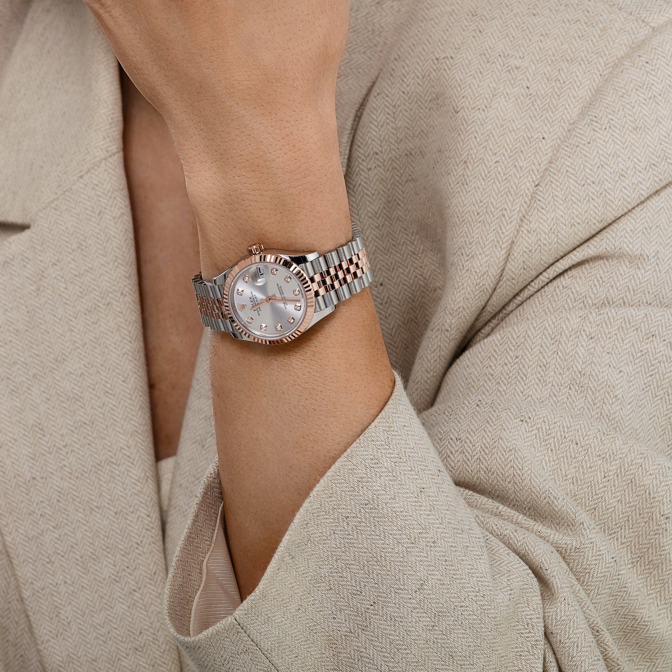 Rolex Datejust 31 278271 'Ladies' Stainless Steel Rose Gold Silver Diamond Dial (2024)