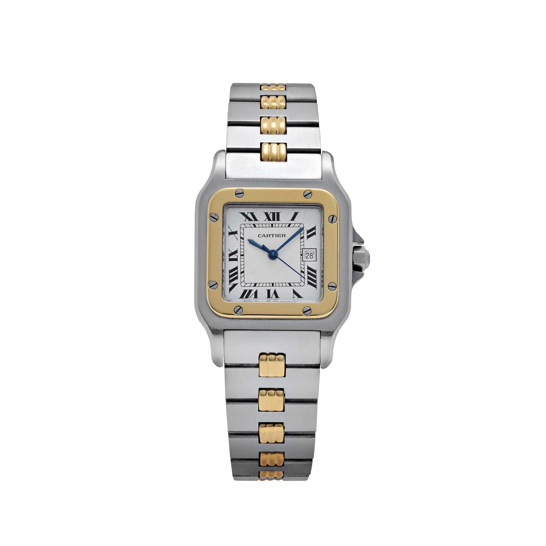 Cartier Santos Carrée 2961 Yellow Gold Stainless Steel White Dial