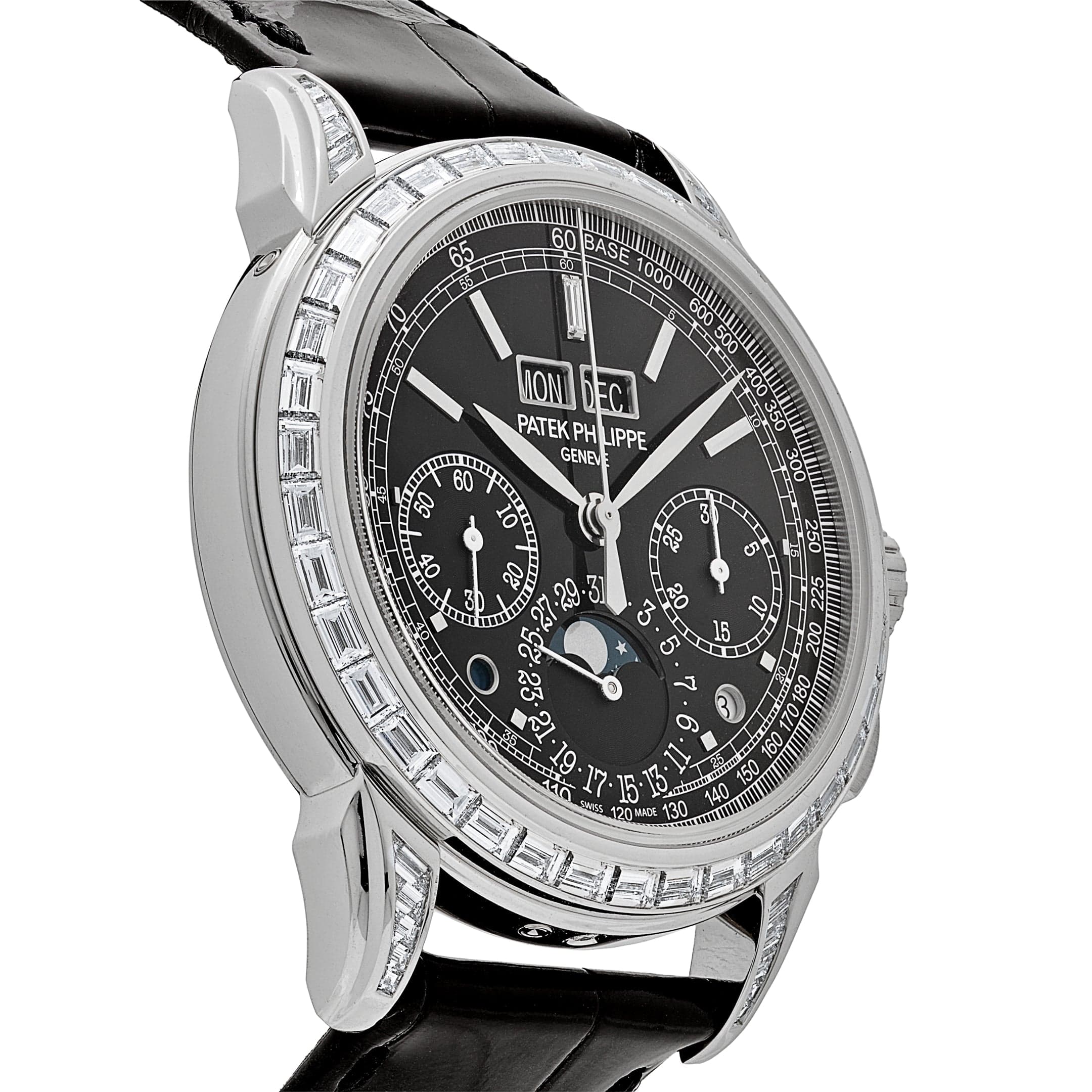 Patek Philippe Grand Complications  5271P-001  Perpetual Calendar Platinum Black Dial Baguette Bezel