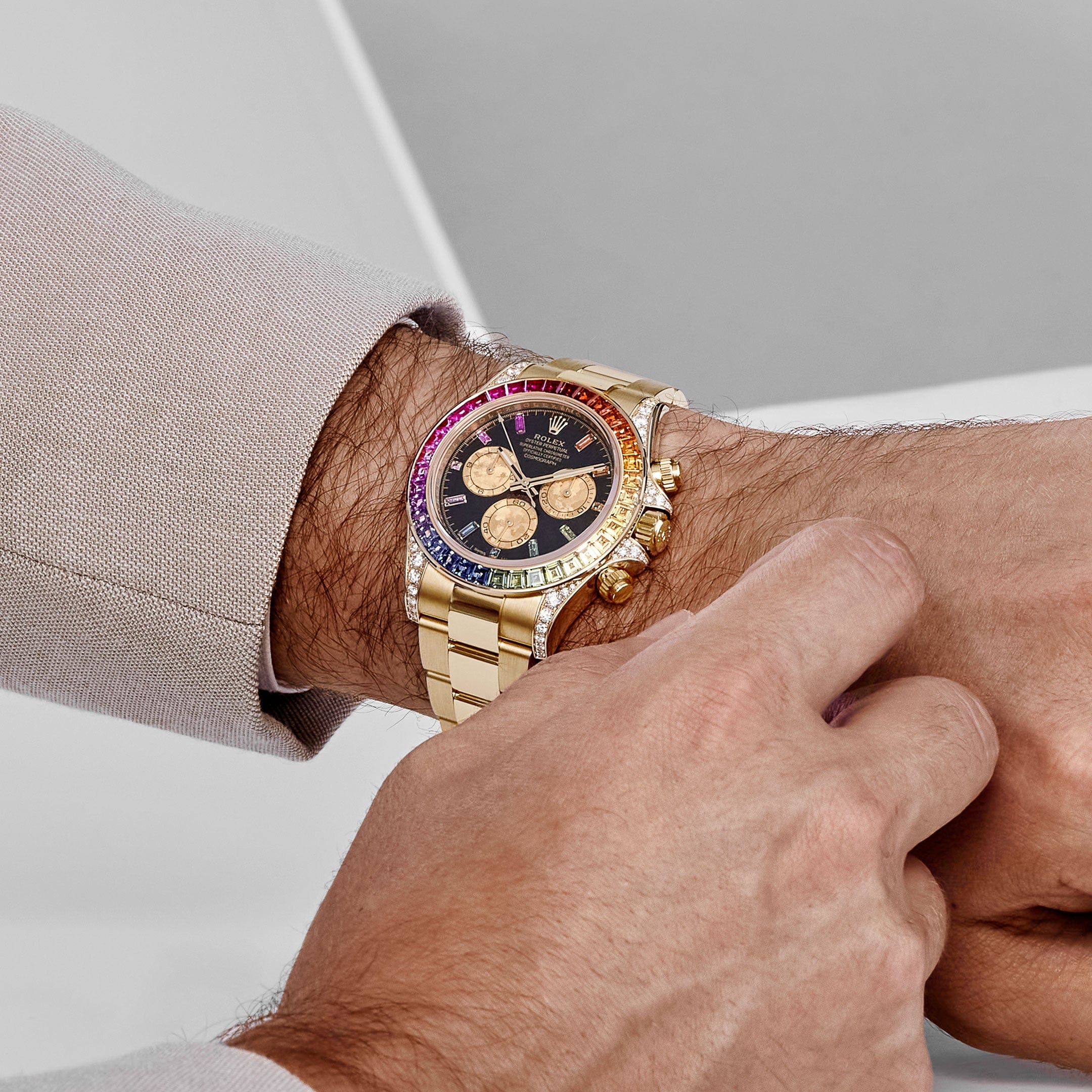 Rolex Daytona 126598RBOW 'Rainbow' Yellow Gold Black Dial Sapphire Bezel (2025)