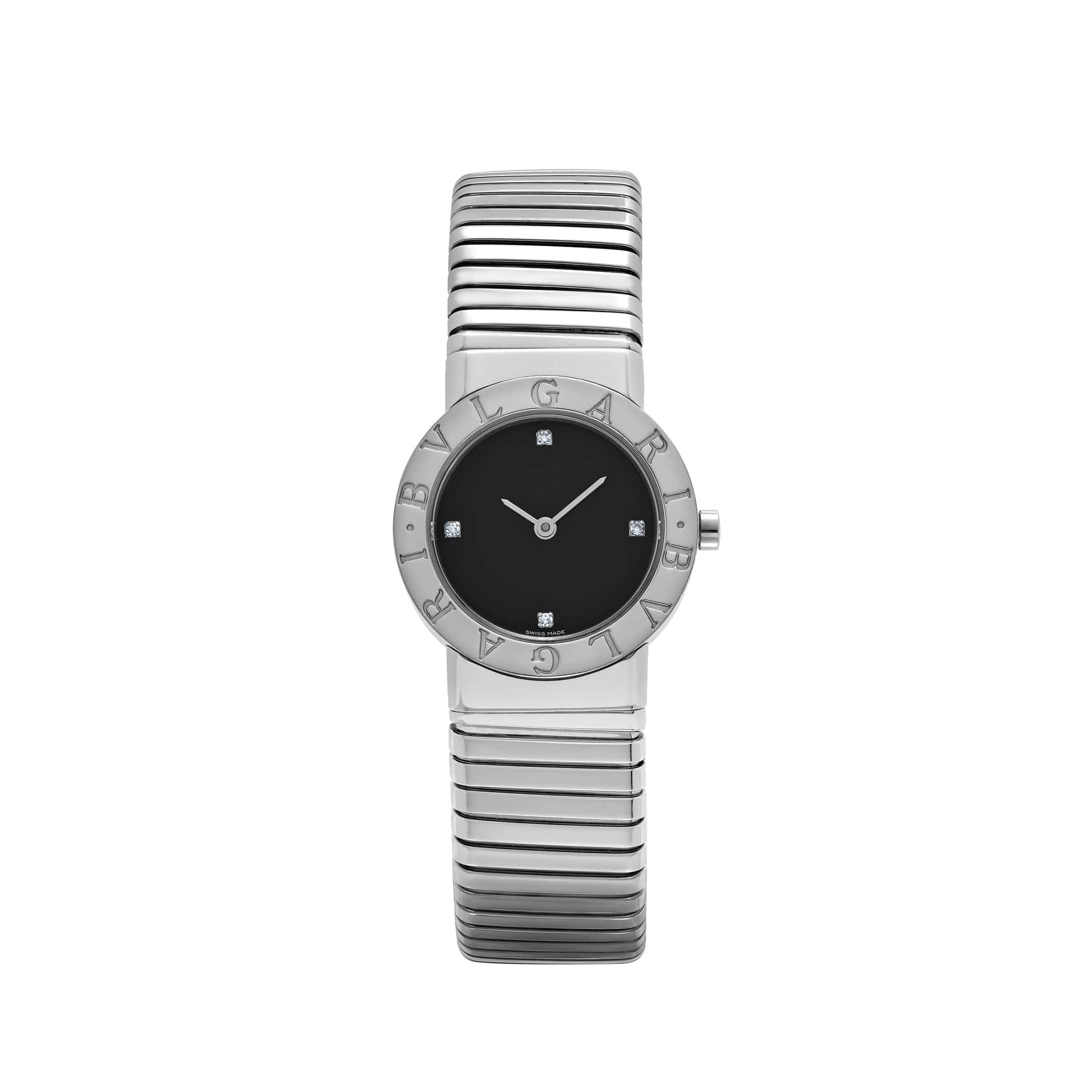 BVLGARI Tubogas BB262TS 'Ladies' Stainless Steel Black Diamond Dial Quartz
