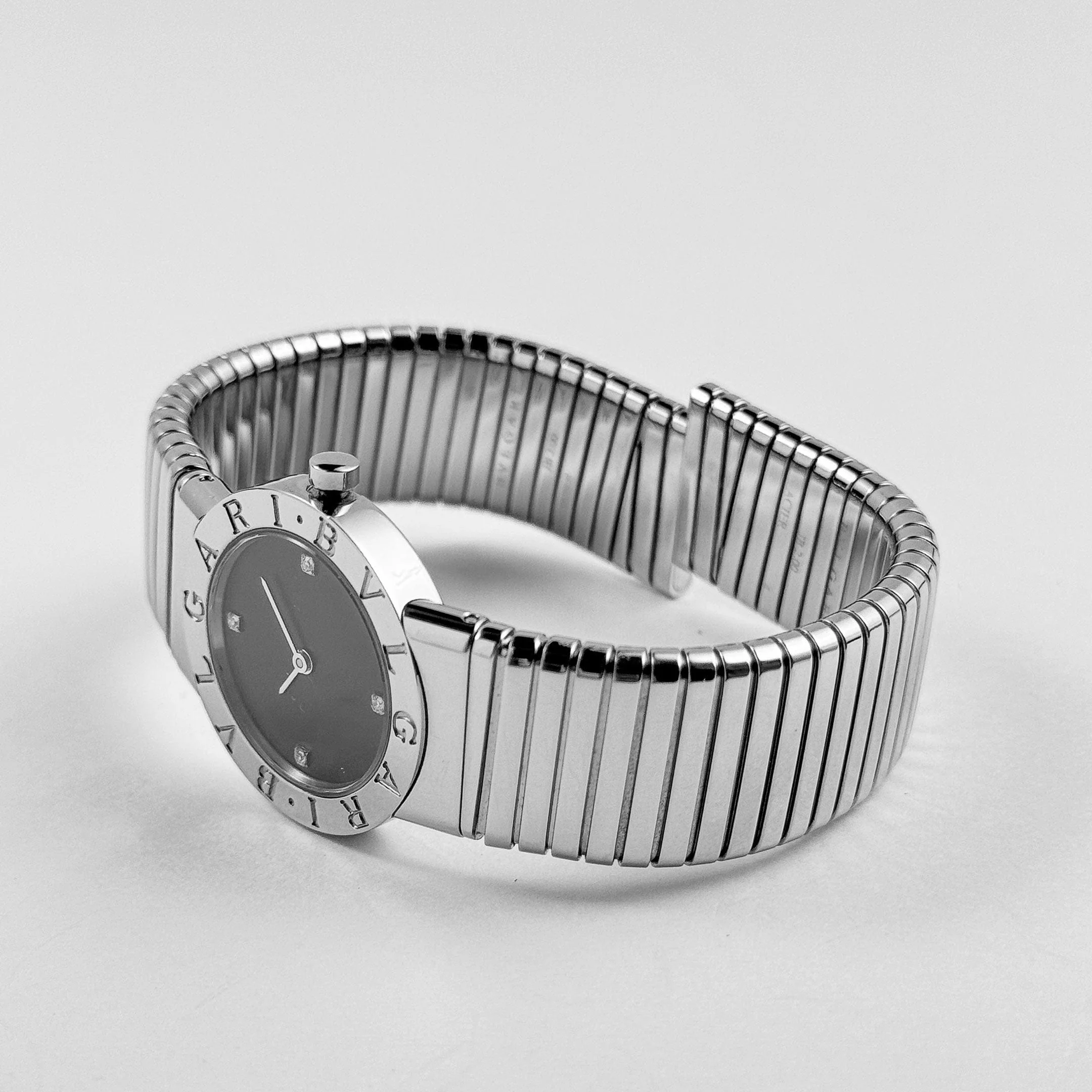 BVLGARI Tubogas BB262TS 'Ladies' Stainless Steel Black Diamond Dial Quartz