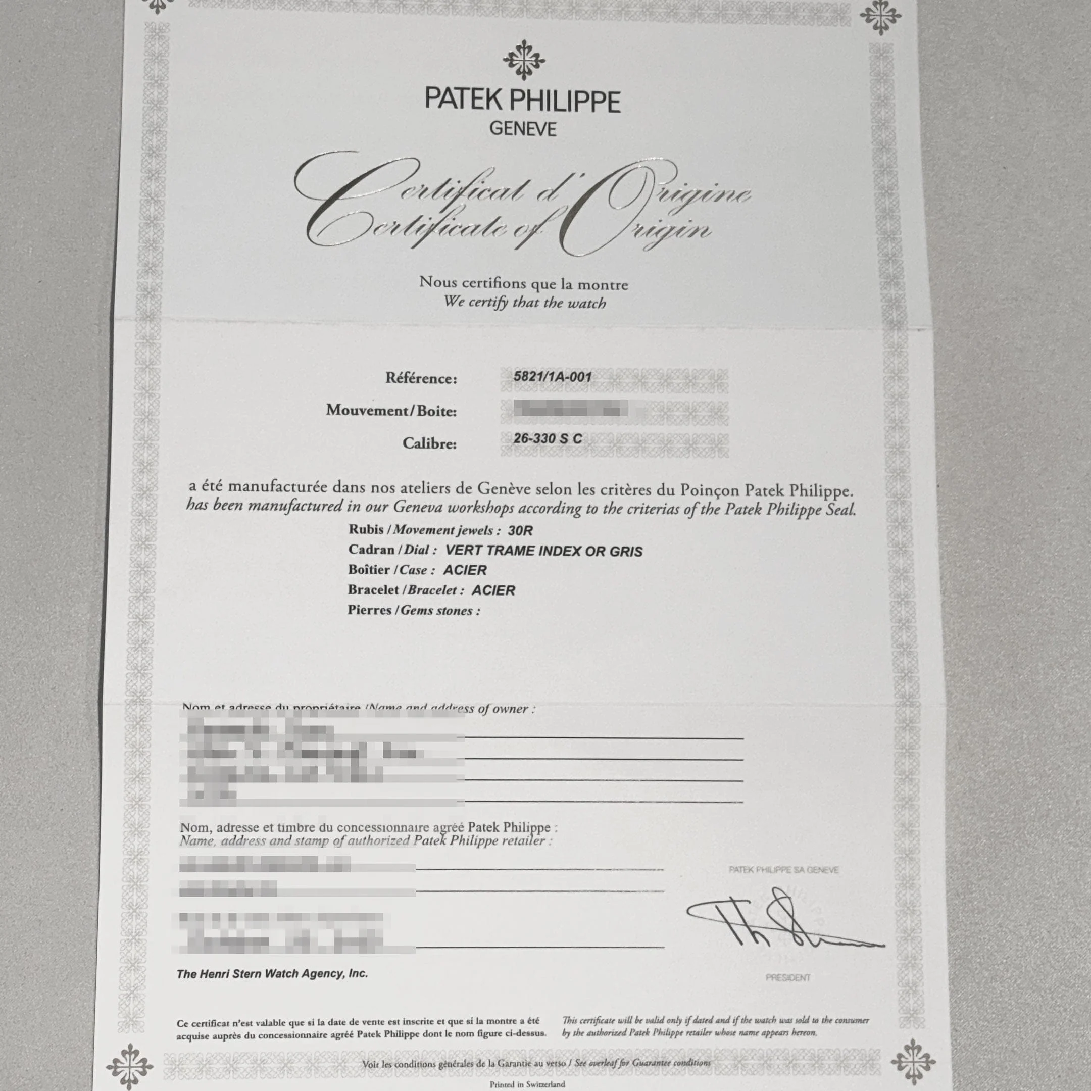 Patek Philippe Cubitus 5821/1A-001 Stainless Steel Green Dial (2025)