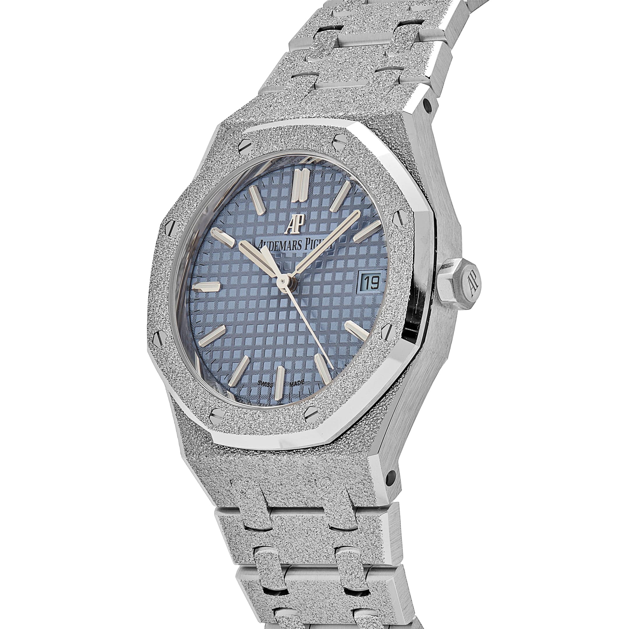 Audemars Piguet Royal Oak 77353BC.GG.1263BC.01 'Ladies' Selfwinding Frosted White Gold Light Blue Dial