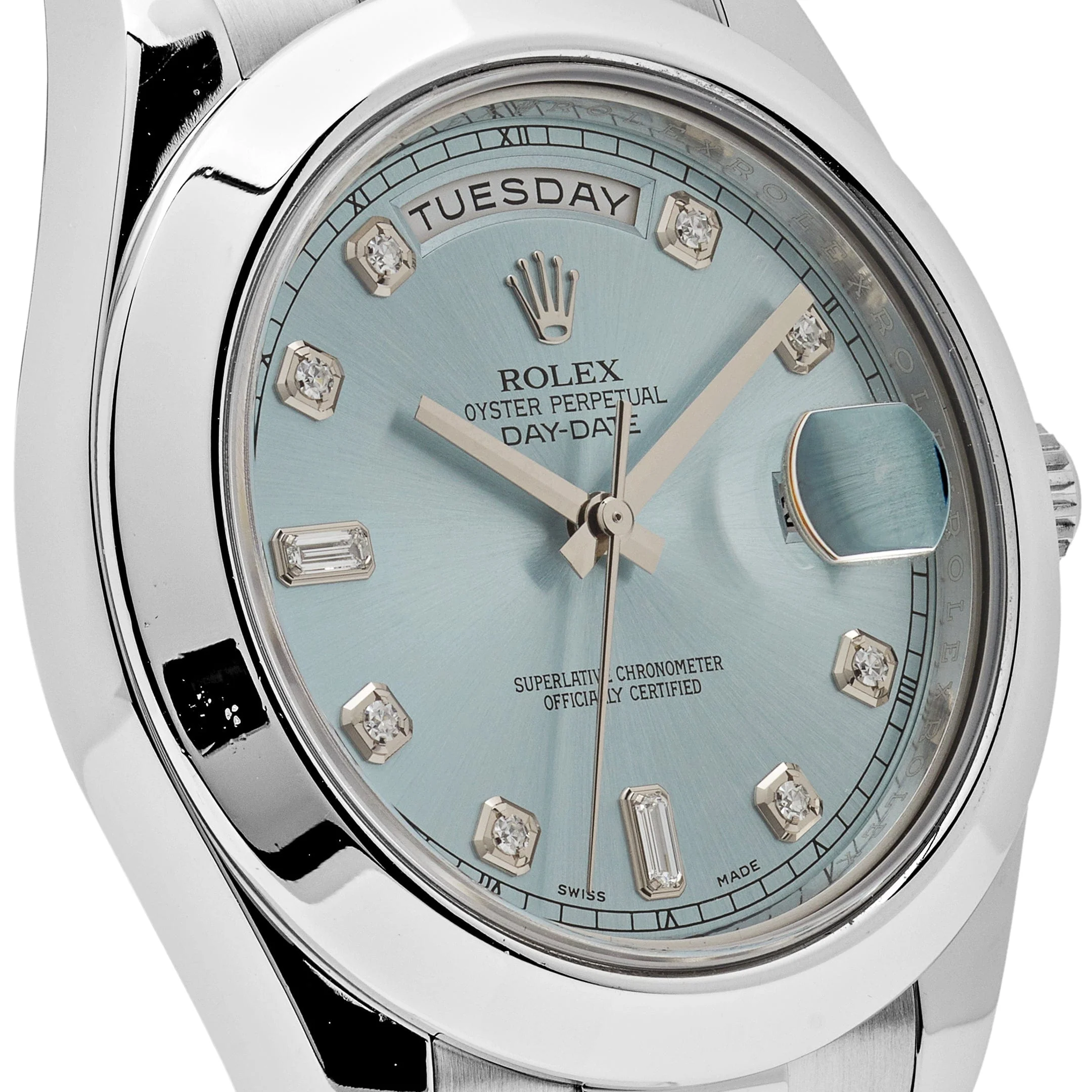 Rolex Day-Date II 218206 Platinum Blue Diamond Dial (2011)