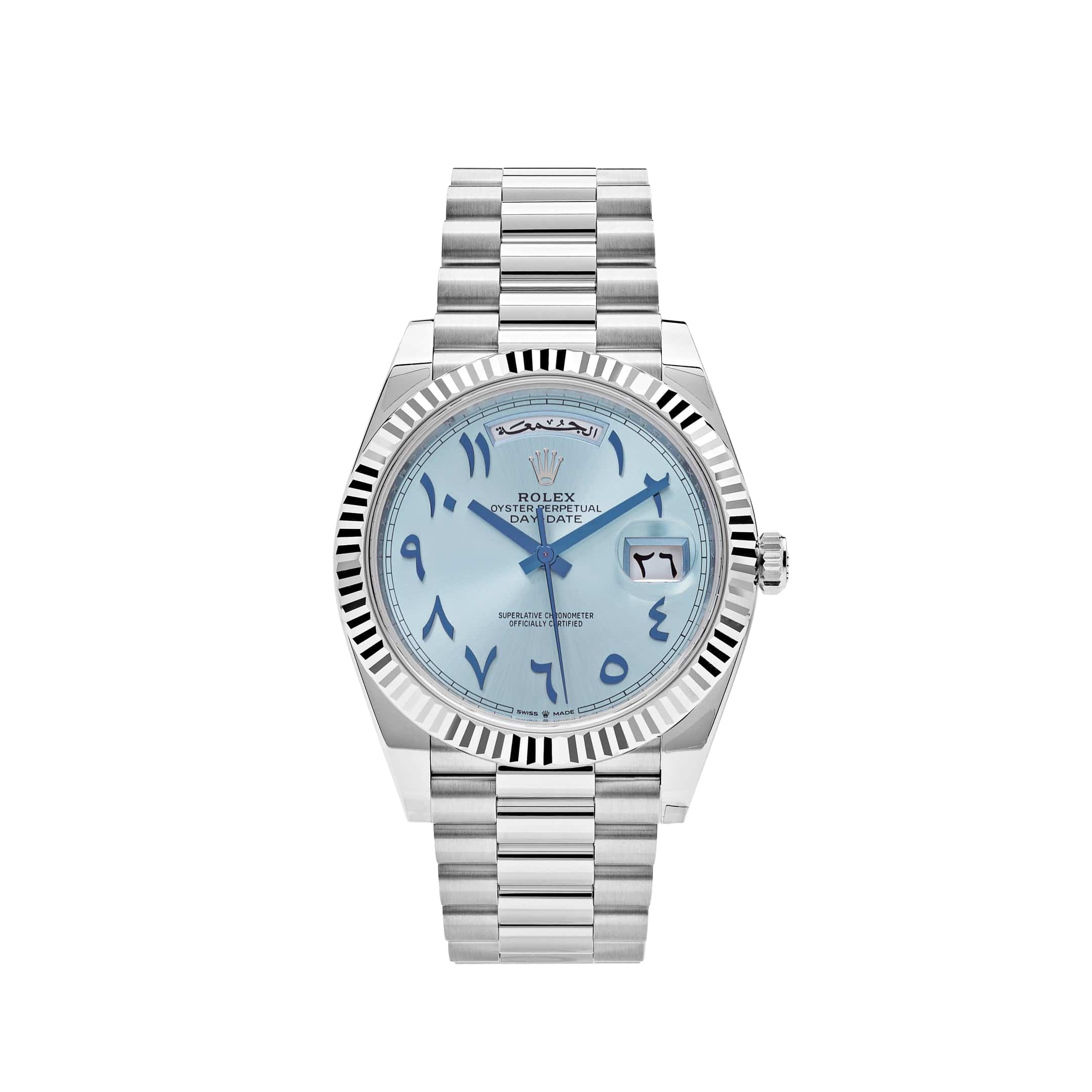 Rolex Day-Date 40 228236 Platinum Ice Blue Arabic Dial