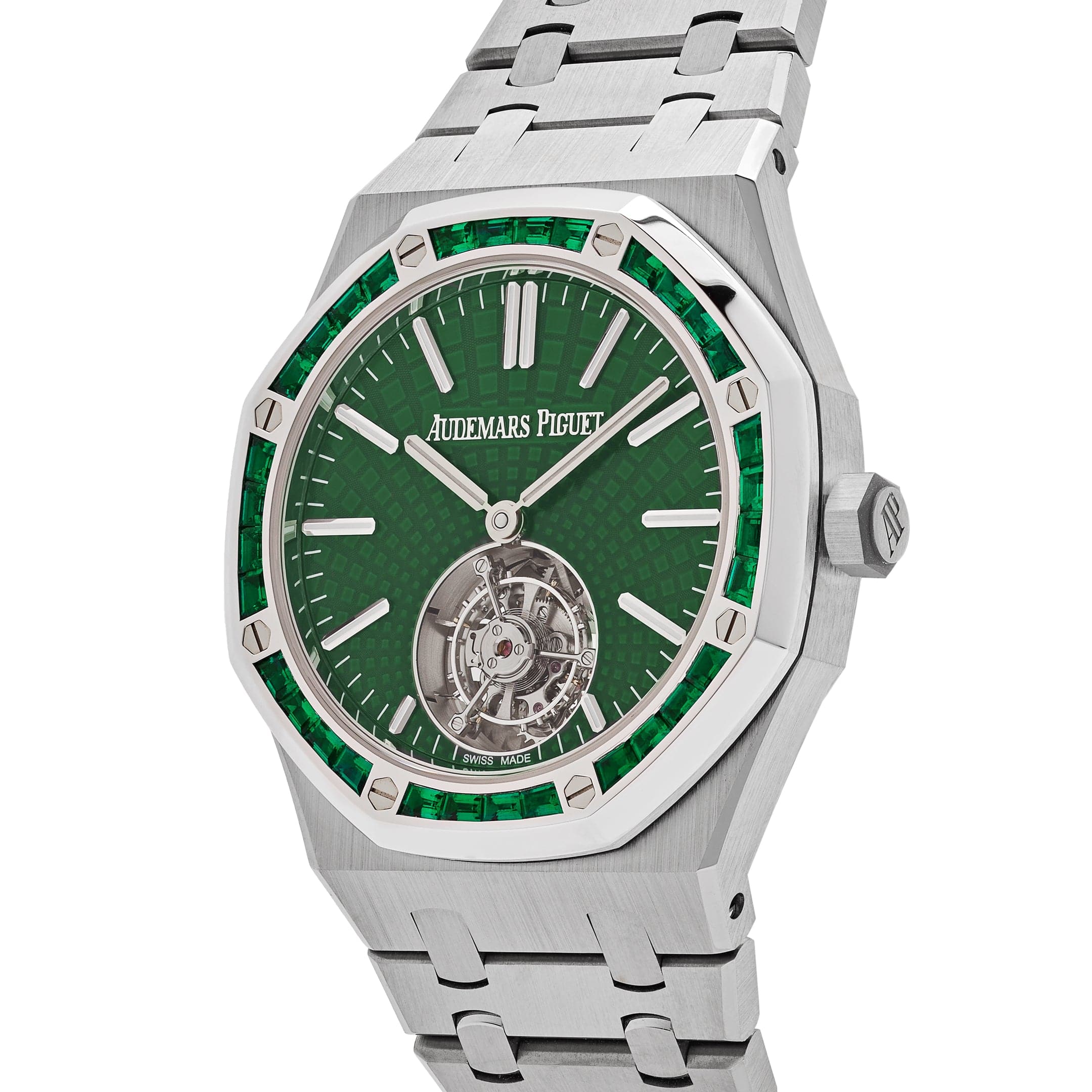 Audemars Piguet Royal Oak 26532IC.EE.1220TI.01 Selfwinding Flying Tourbillon Titanium White Gold Emerald Bezel Limited Edition of 15 (2024)
