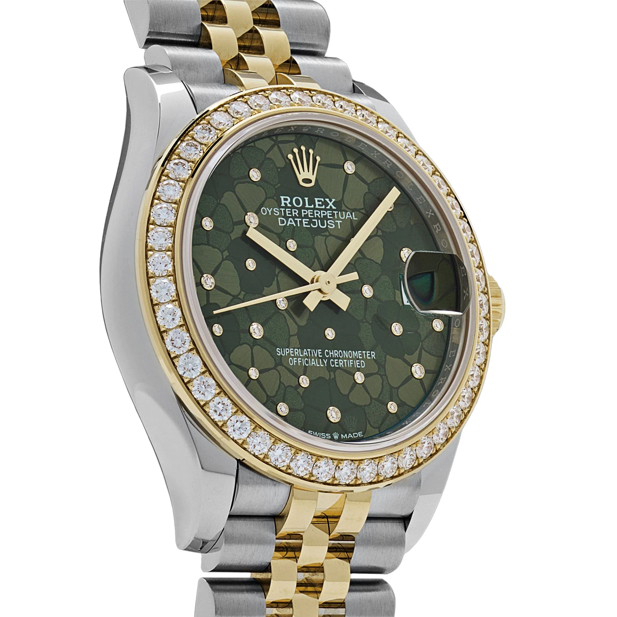 Rolex Datejust 31 278383RBR 'Ladies' Two-Toned Yellow Gold Stainless Steel Green Flower Dial