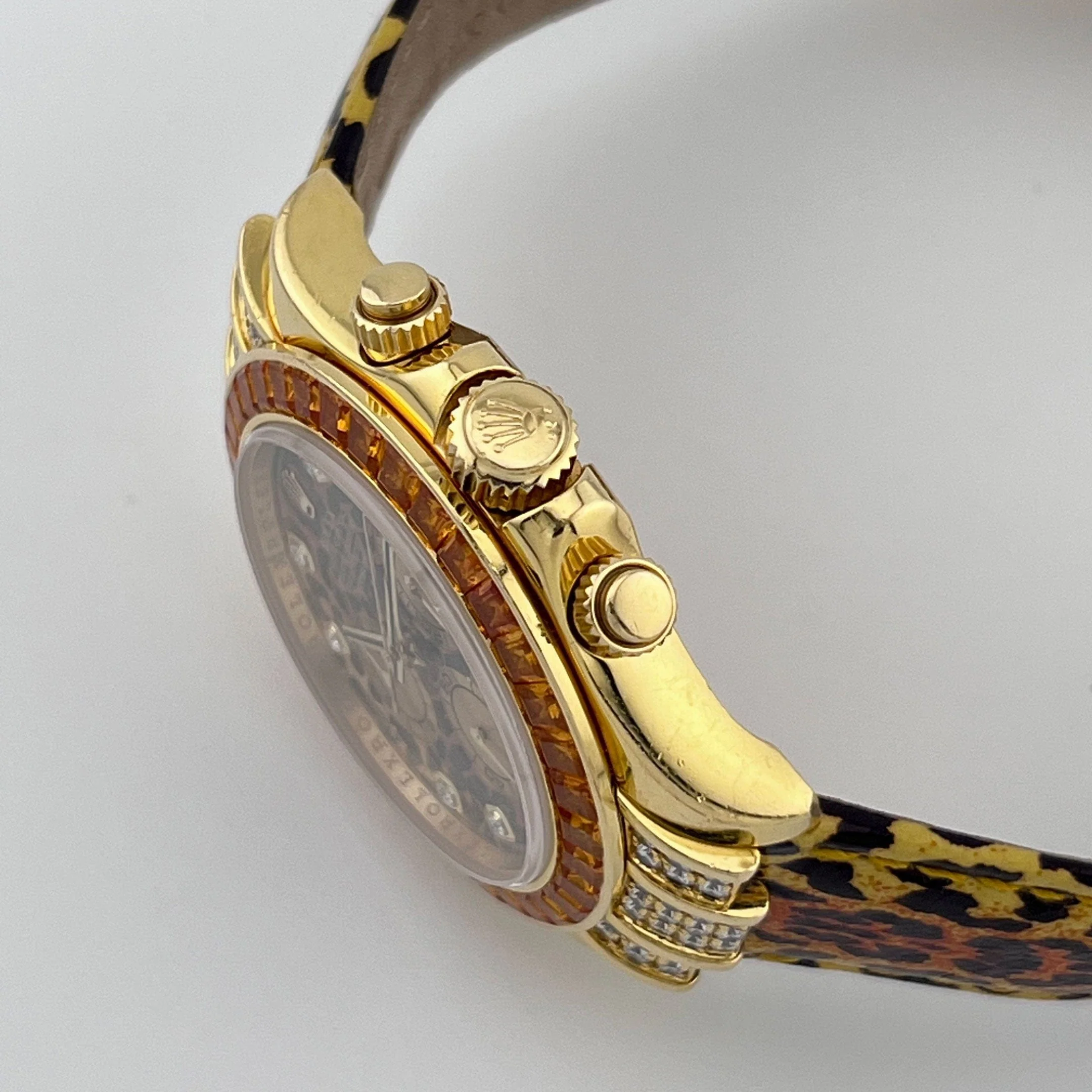 Rolex Daytona 116598SACO Yellow Gold 'Leopard' Diamond Dial Cognac Sapphire Bezel (2008)