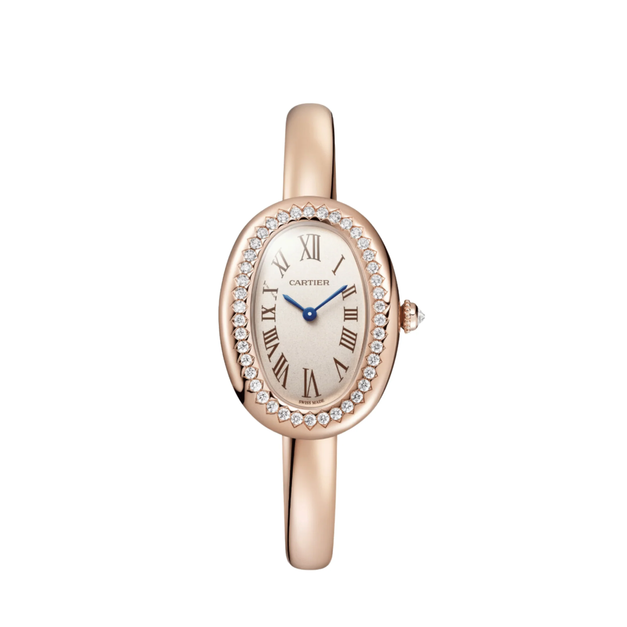Cartier Baignoire Small WJBA0041 'Ladies' Rose Gold Silvered Dial Diamond Bezel Quartz (2024)