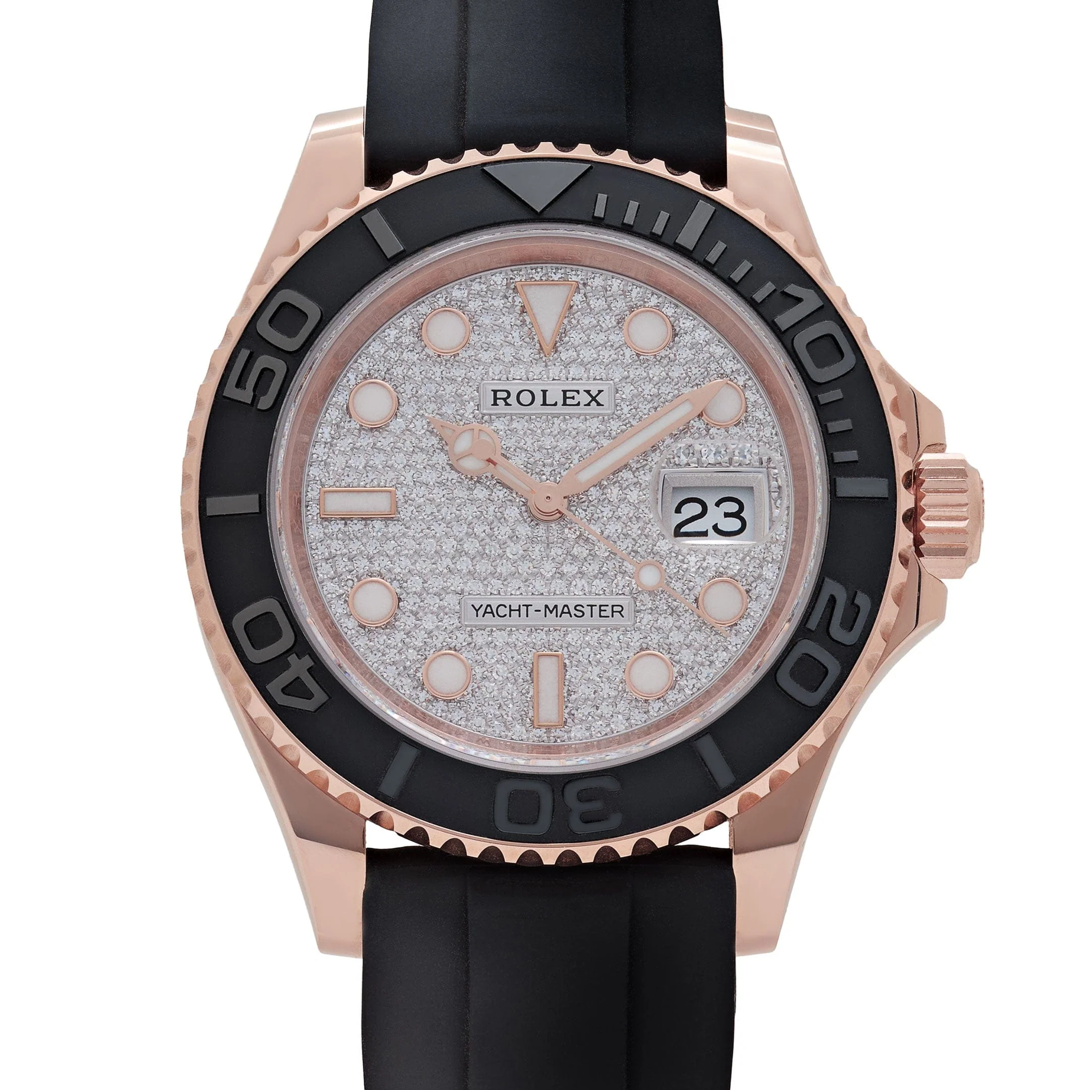 Rolex Yacht-Master 40 126655 Rose Gold Pave Diamond Dial