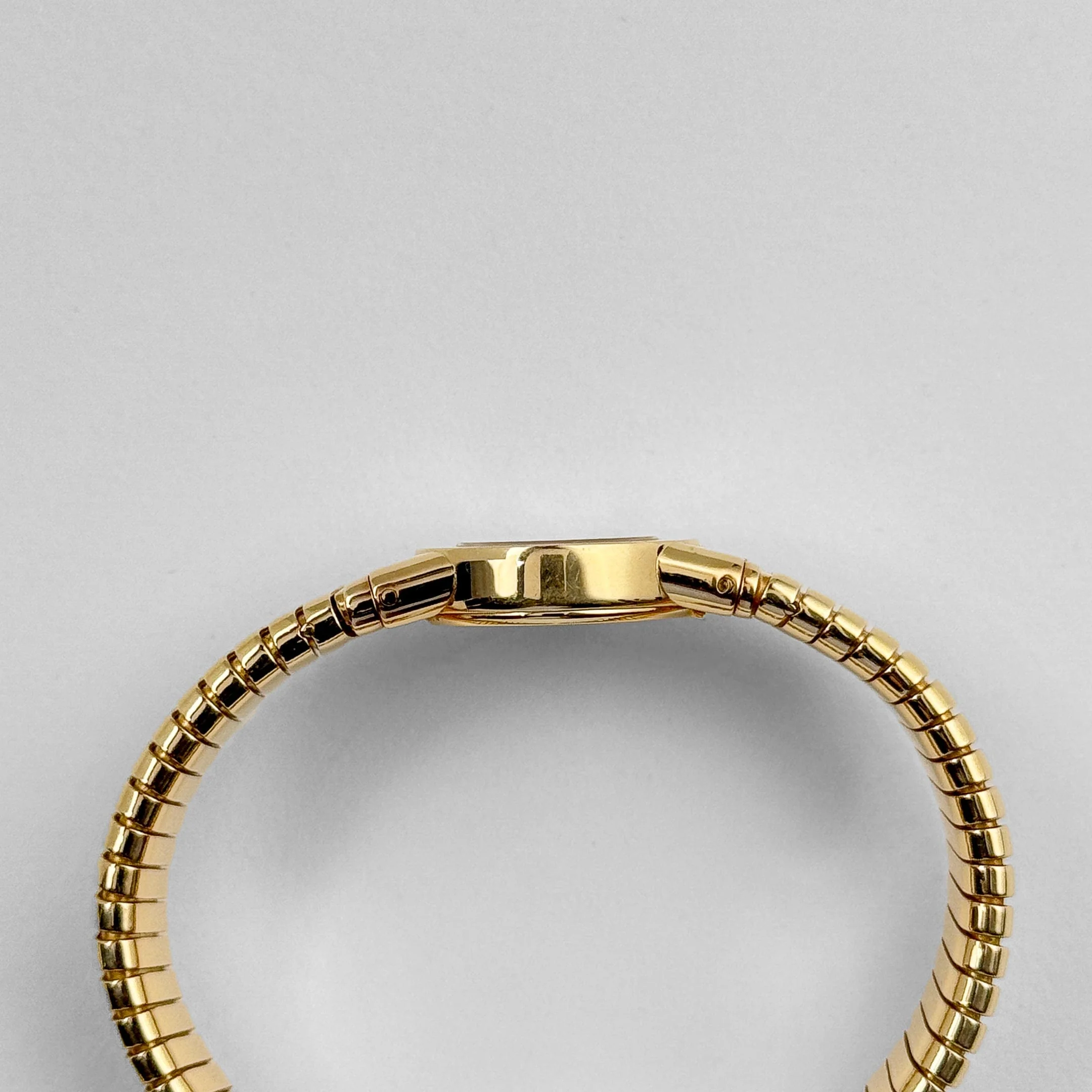 BVLGARI Tubogas BB192TG 1 Row Yellow Gold Black Diamond Dial Quartz