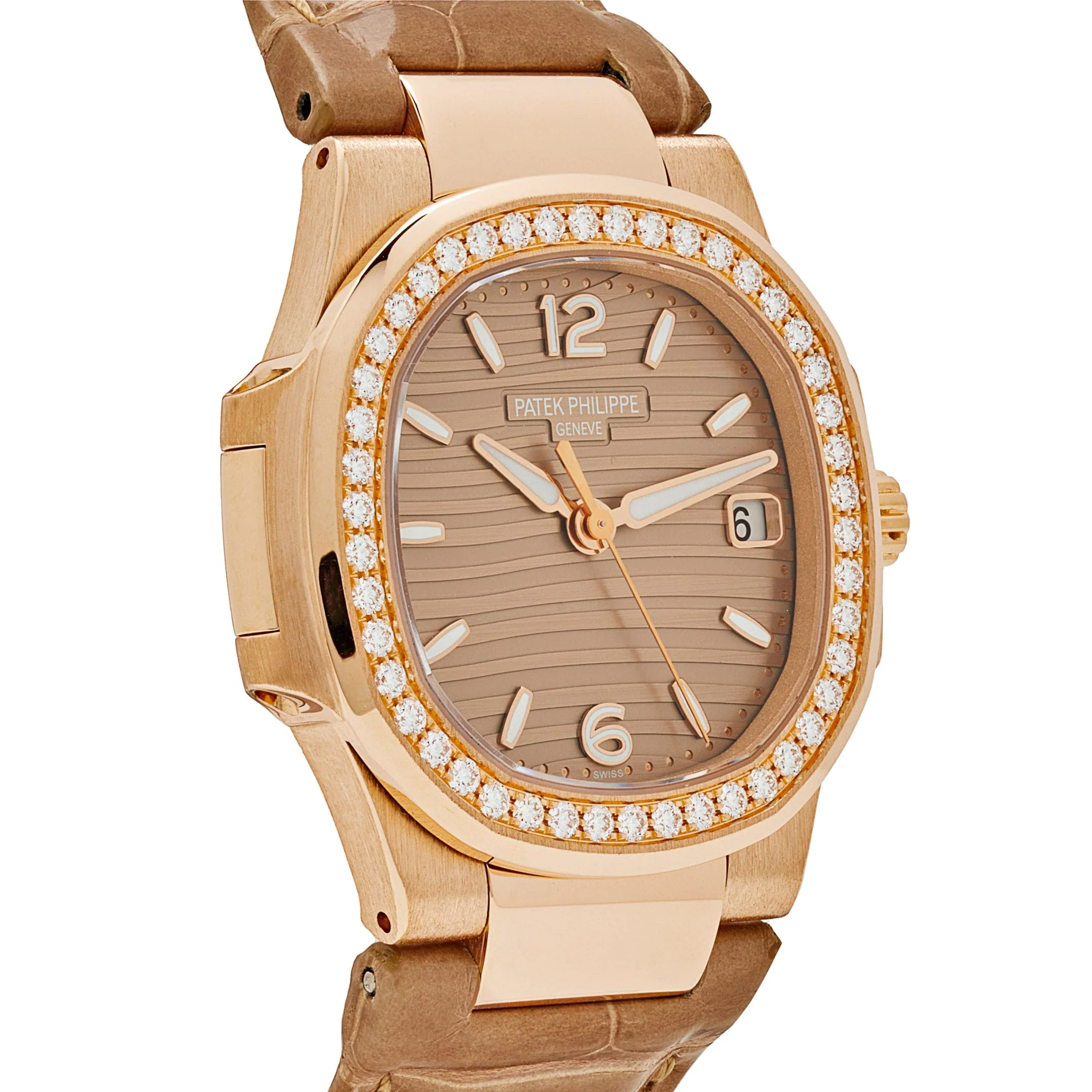 Patek Philippe Nautilus 7010R-012 'Ladies' Quartz Rose Gold Diamond Bezel