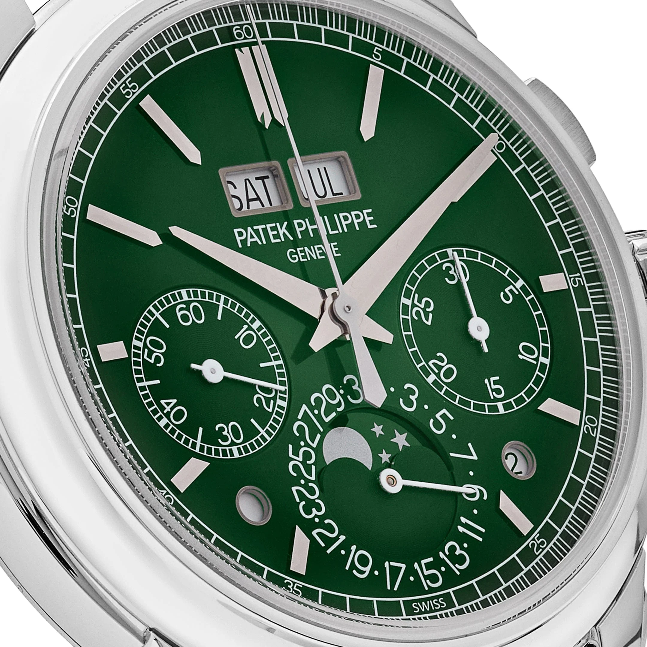 Patek Philippe Grand Complications 5270P-014 Perpetual Calendar Chronograph Platinum Green Dial