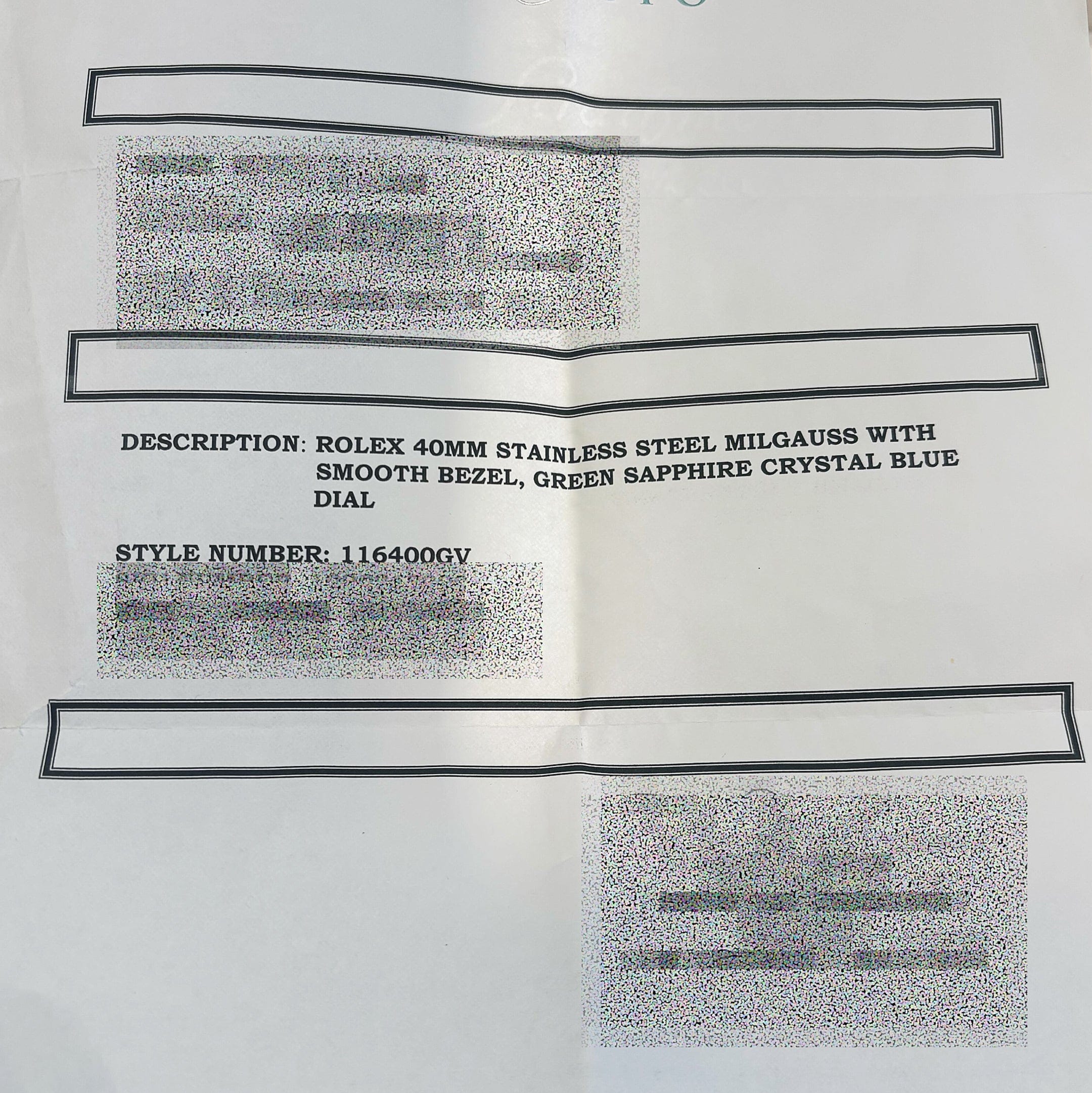 Rolex Milgauss 116400GV Stainless Steel Blue Dial (2015)