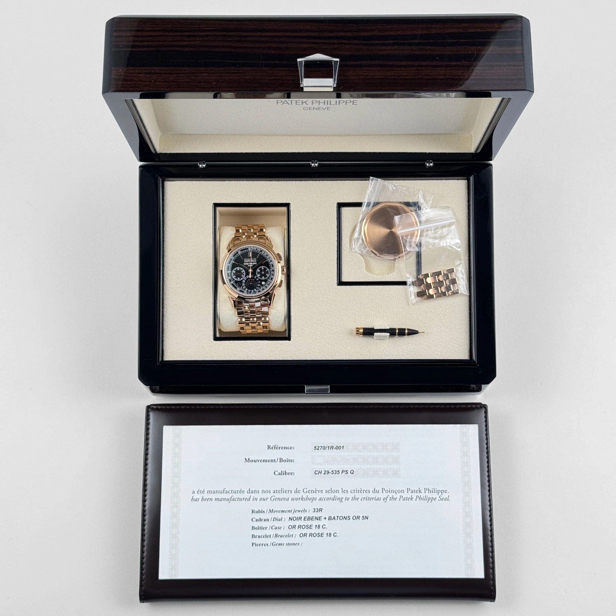 Patek Philippe Grand Complications 5270/1R-001 Chronograph Perpetual Calendar Rose Gold Black Dial (2021)