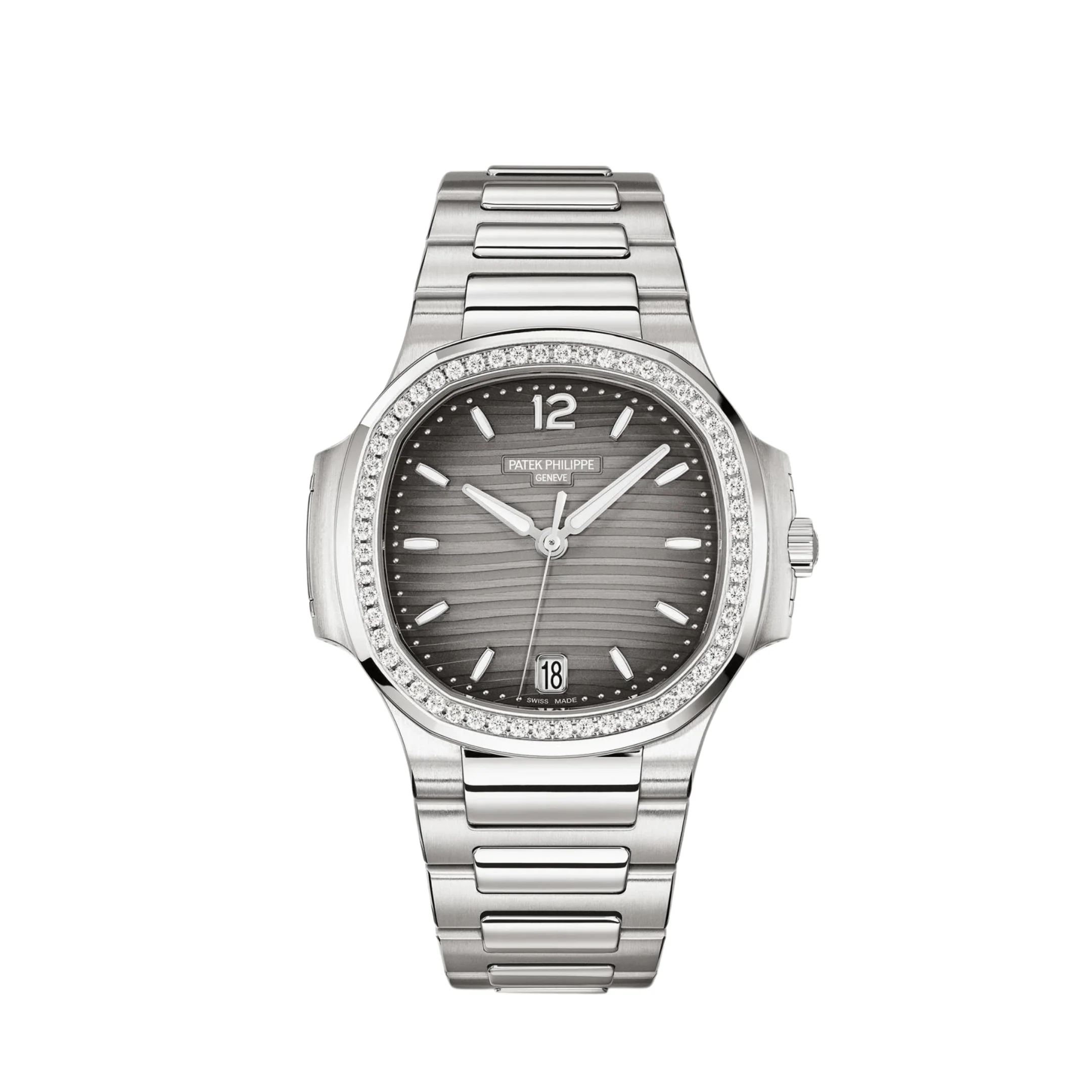 Patek Philippe Nautilus 7118/1200A-011 'Ladies' Stainless Steel Grey Dial Diamond Bezel (2025)