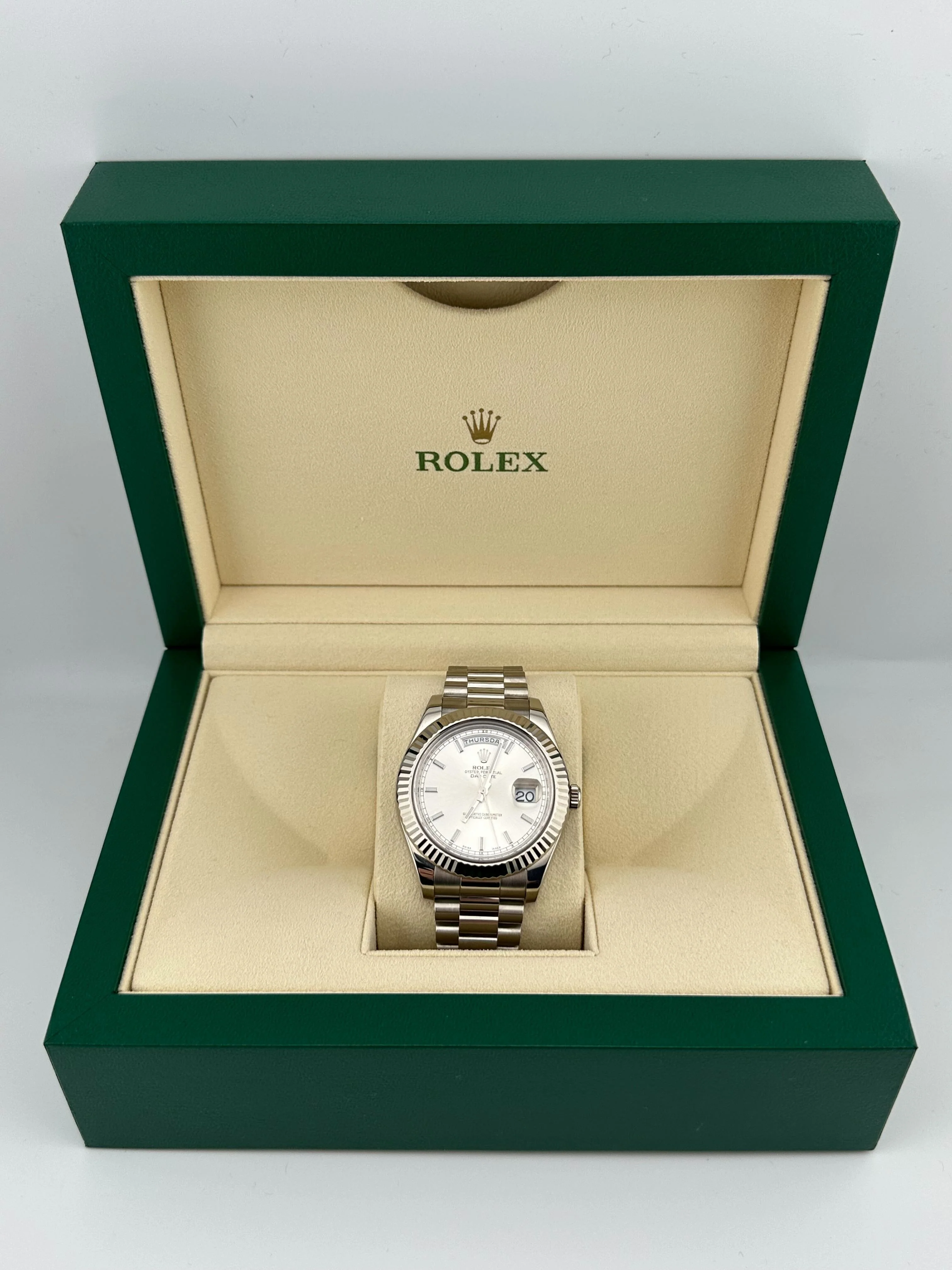Rolex Day-Date 36 218239 White Gold Silver Dial (2022)