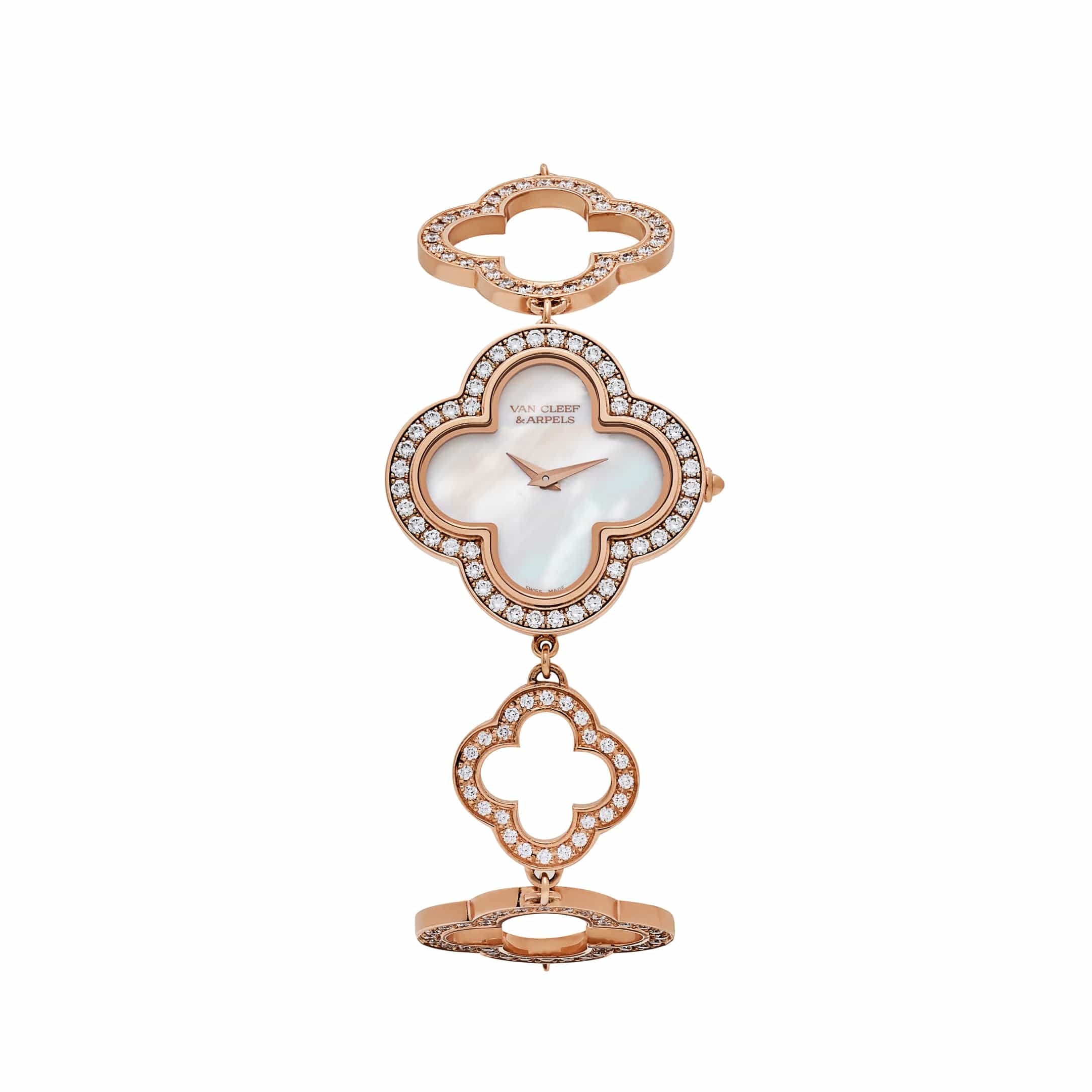 Van Cleef & Arpels Alhambra 2365149 'Ladies' Vintage Rose Gold White Mother of Pearl Dial Quartz Watch