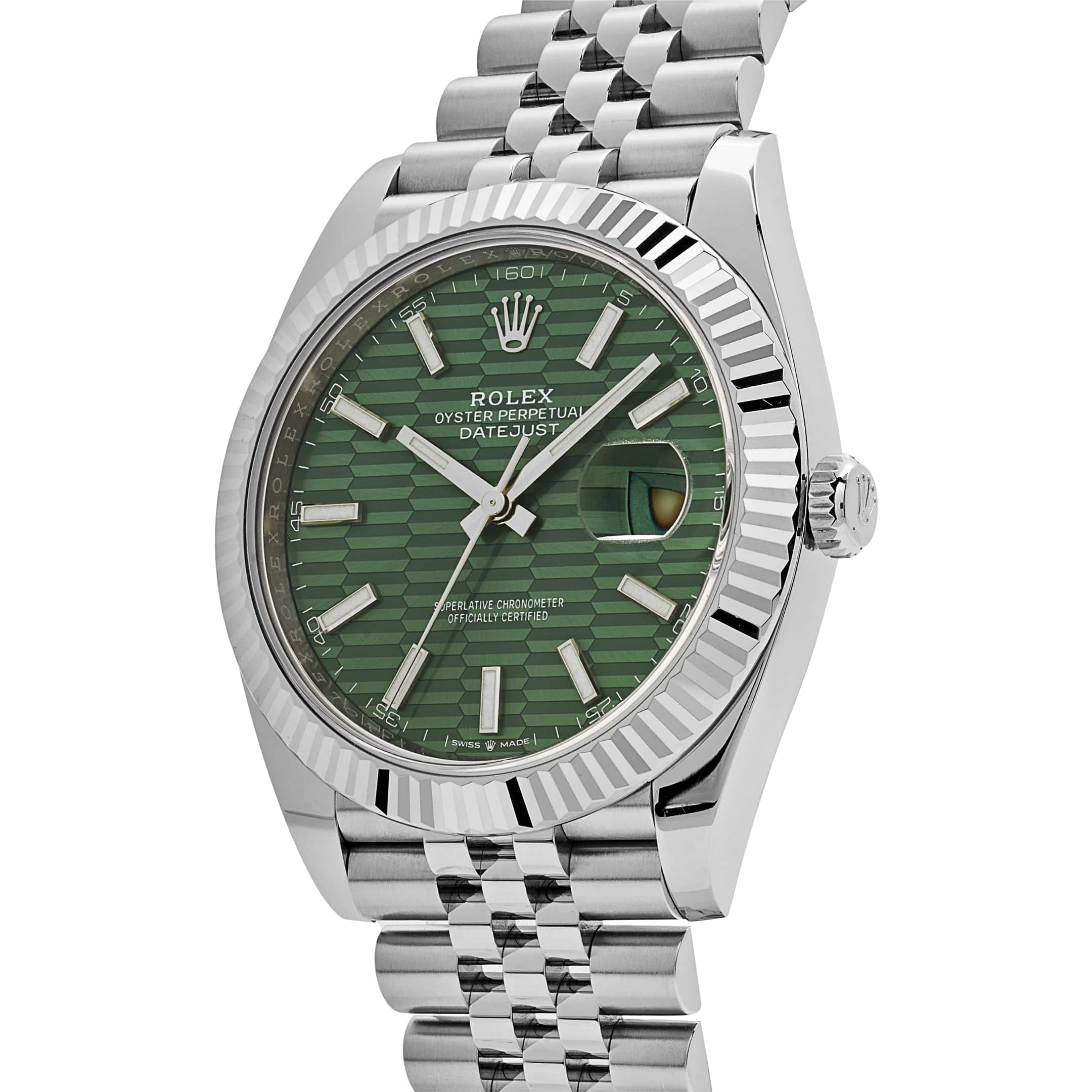 Rolex Datejust 41 126334 Stainless Steel Green Motif Dial Jubilee