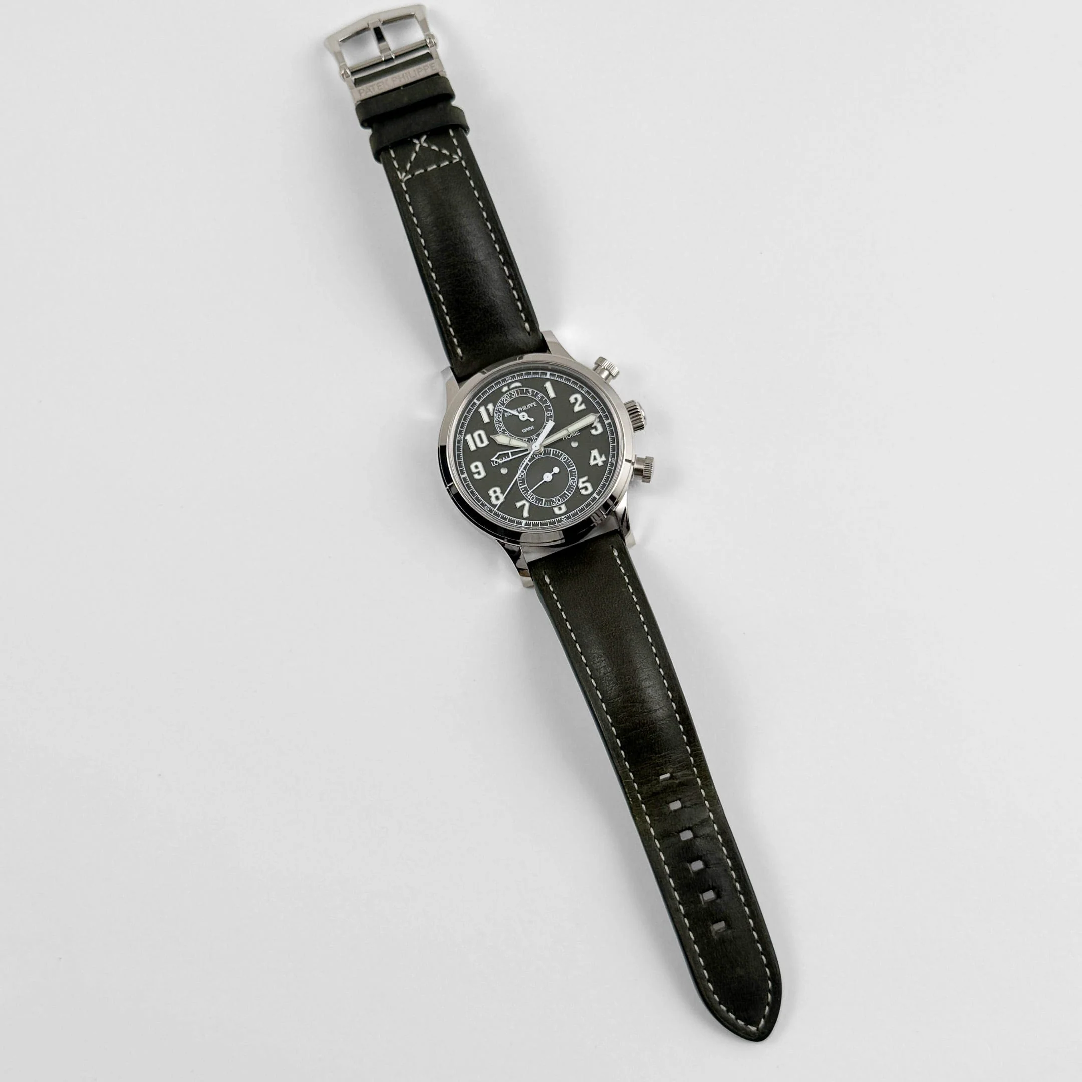 Patek Philippe Complications 5924G-010 Calatrava 'Pilot' Travel Time Chronograph White Gold Green Dial (2023)