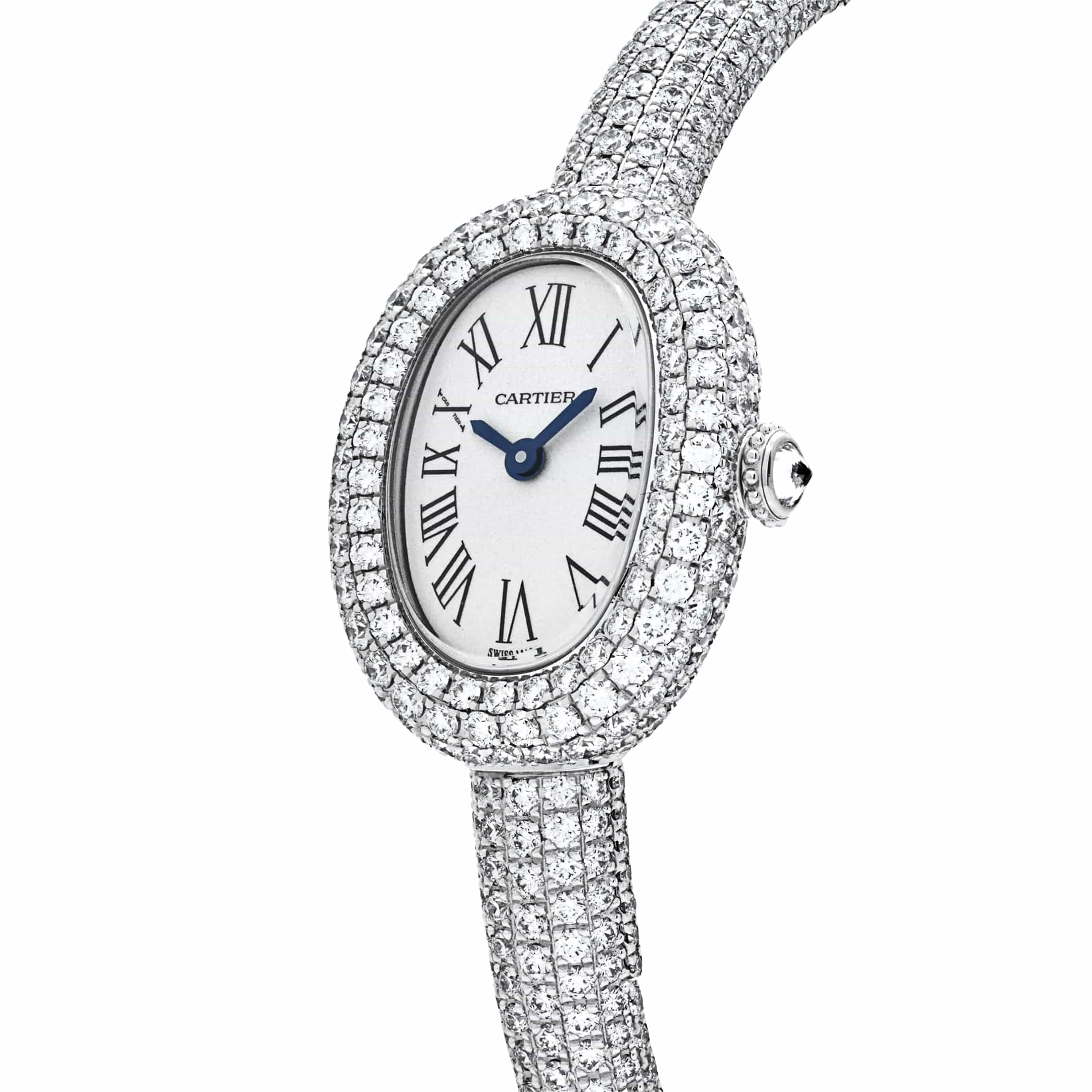 Cartier Baignoire Mini HPI01773 'Ladies' Rhodium-Finish White Gold Diamond Quartz (2025)