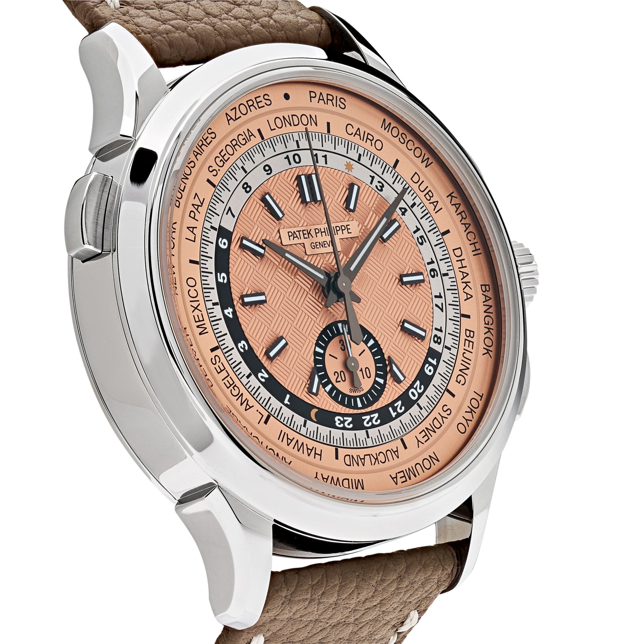 Patek Philippe Complications 5935A-001 World Time Chronograph Steel Opaline Carbon Motif Dial