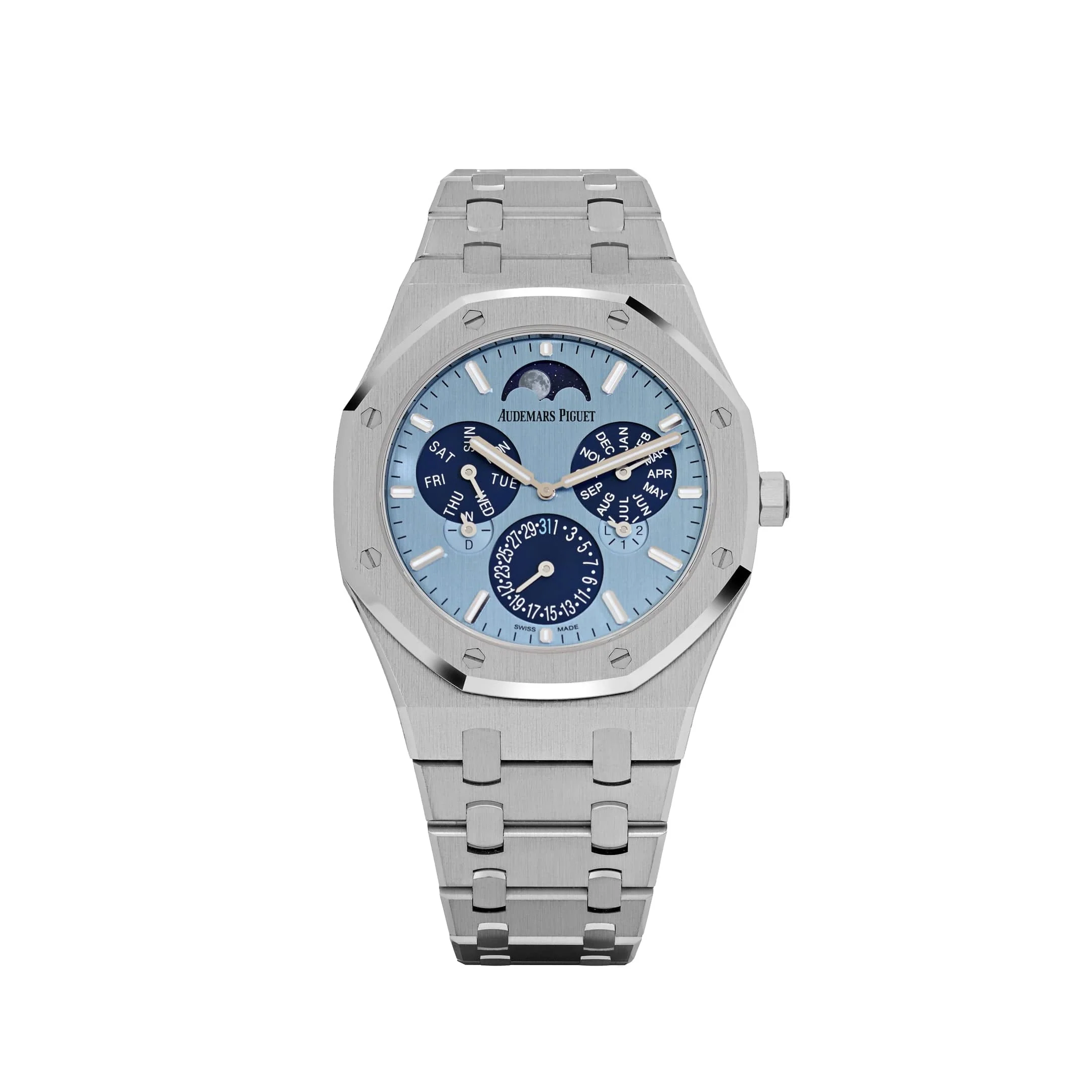 Audemars Piguet Royal Oak 26586BC.OO.1240.BC.99 Perpetual Calendar Ultra-Thin “Luminary” White Gold Light Blue Limited Edition of 25